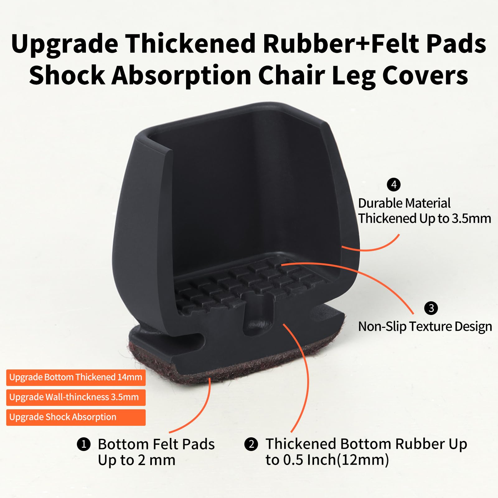 24 Pcs Small Square Silicone Chair Leg Floor Protectors for Wood Floors (24 Count)