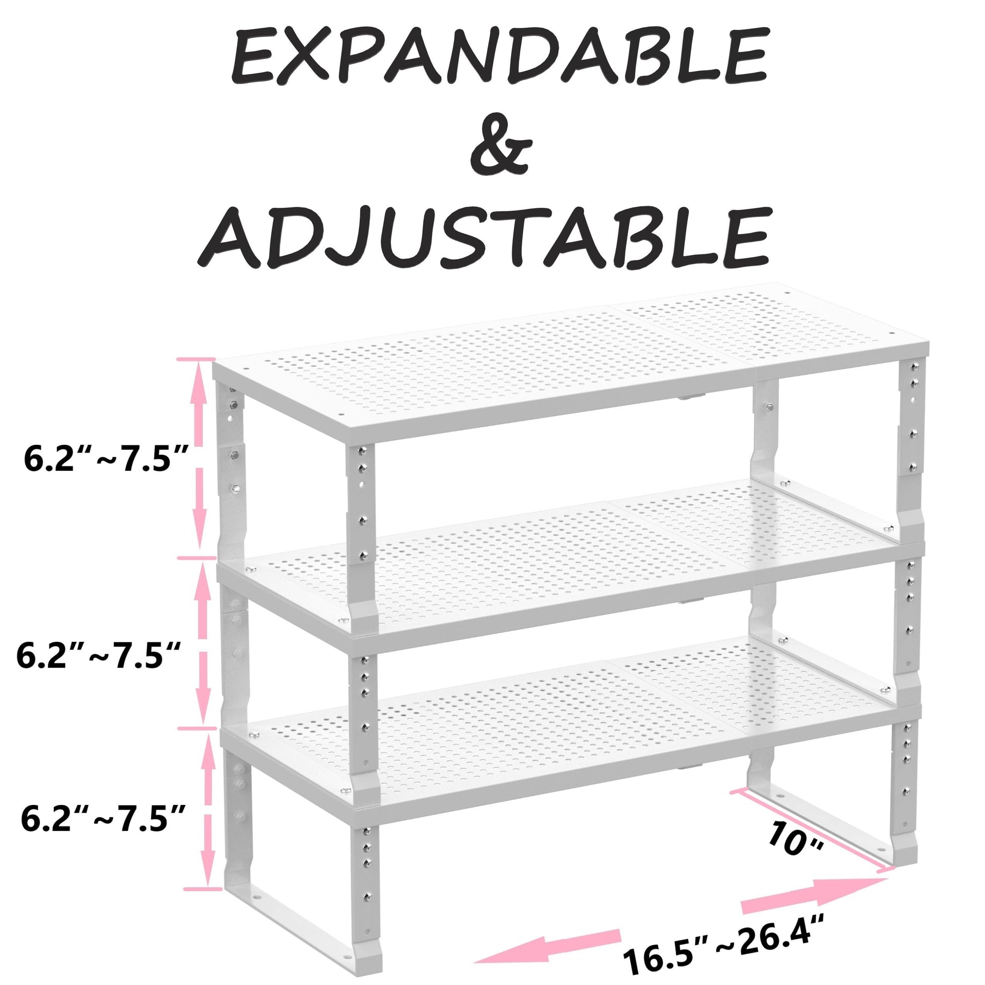 Metal Stackable Expandable Storage Shelf (3 Count)