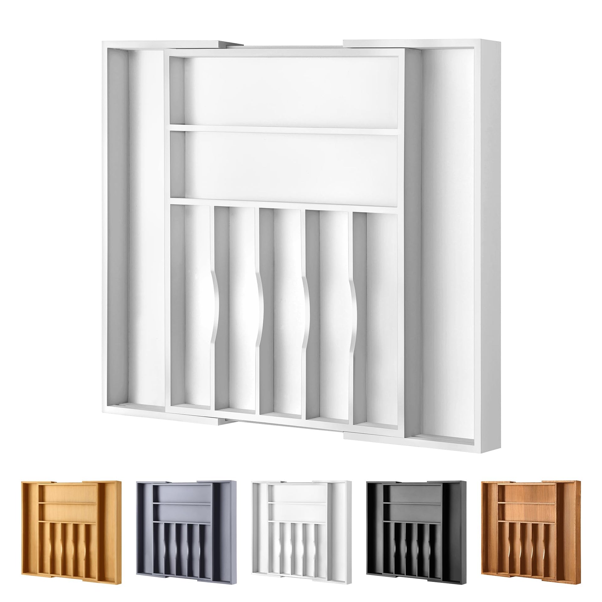 Large Premium Bamboo Silverware Organizer