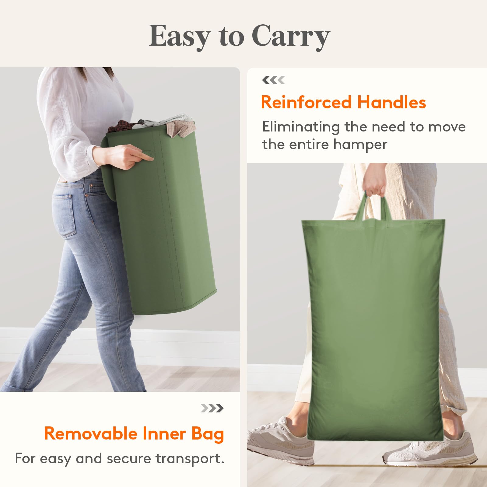 Slim Laundry Basket with Lid and Removable Bag