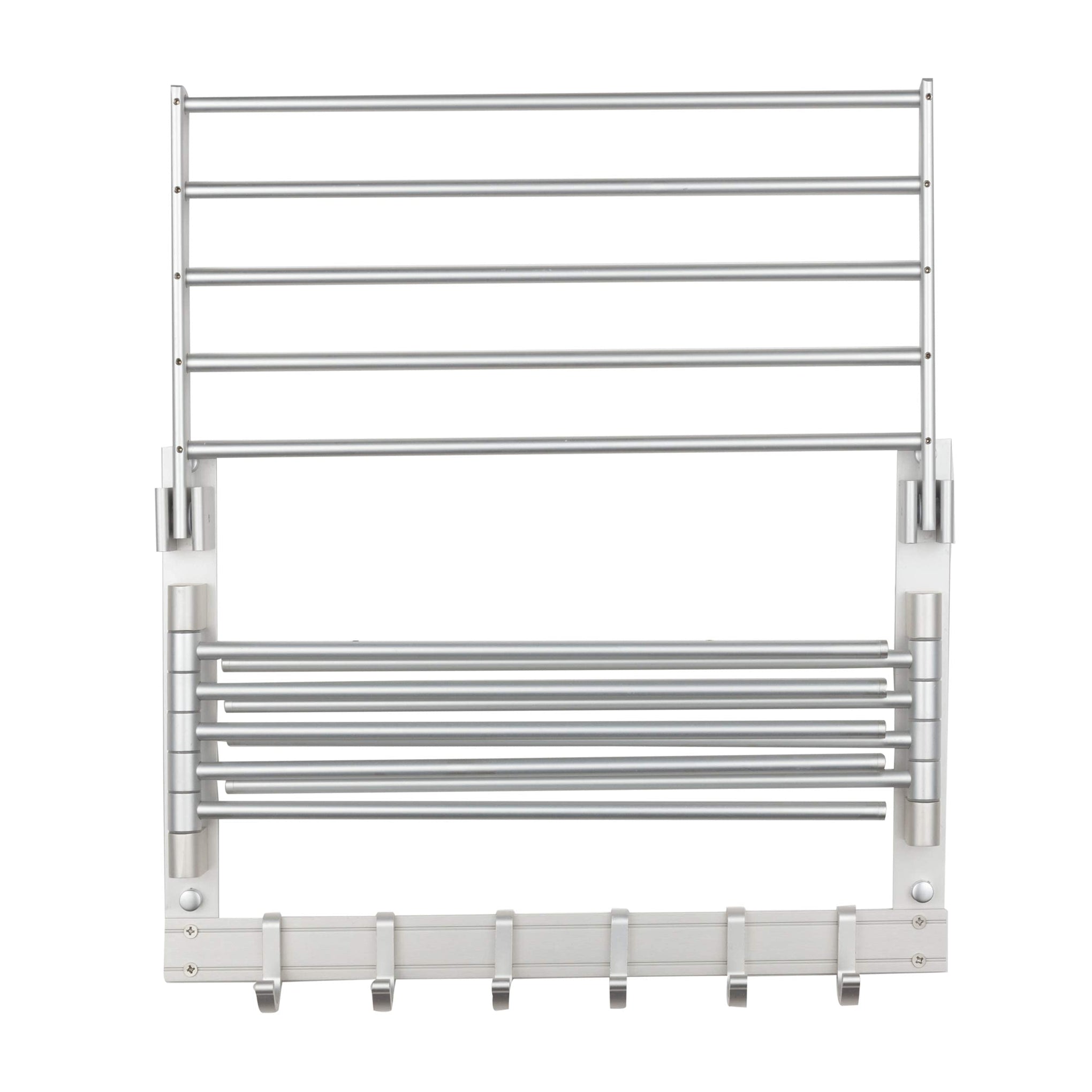BGT Wash Clothes Drying Rack Wall Mount Laundry Room Organizer with Hooks & Swing Arms