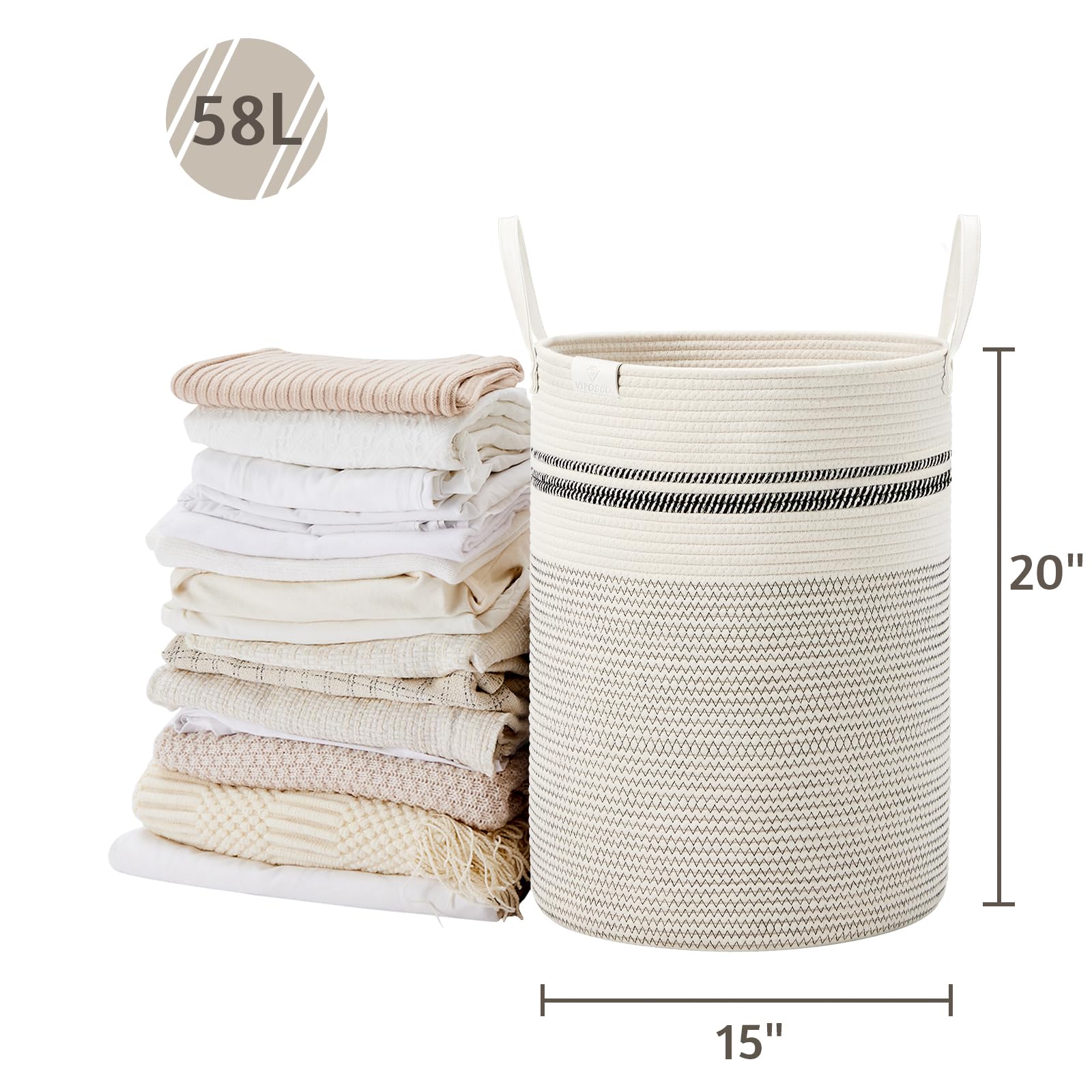 58L Tall Woven Rope Laundry Hamper (1961.2133 Fl Oz) - ModHome Supplies
