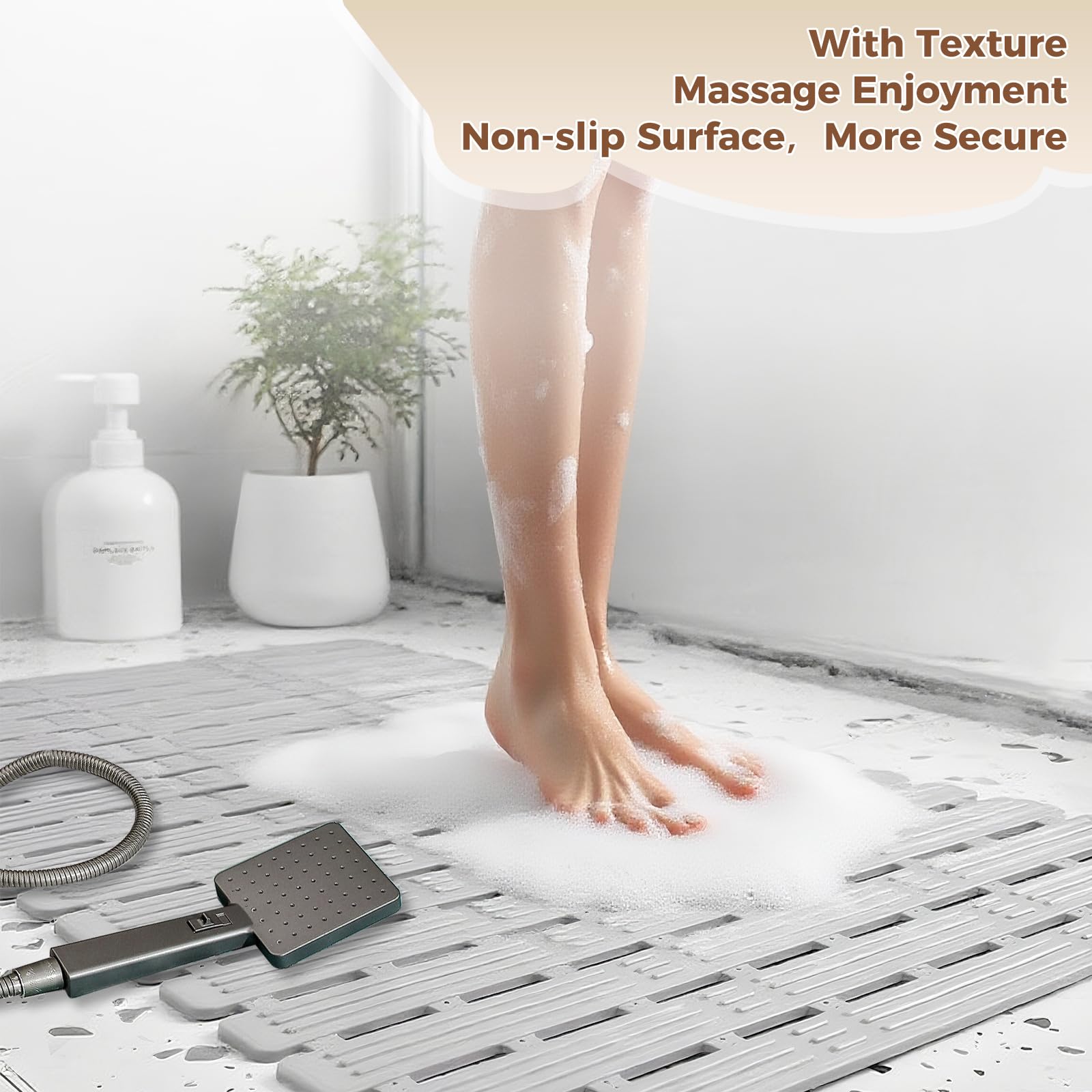 Bathtub Mat Non Slip for Bathroom with Suction Cups and Drain Holes 35.4 * 15.7 Shower Mat for Inside Shower