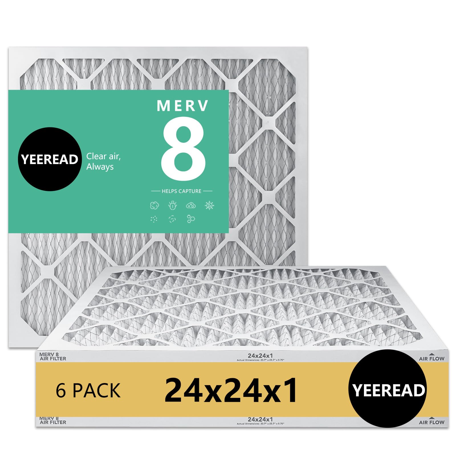 24x24x1 MERV 8 Air Filters 6