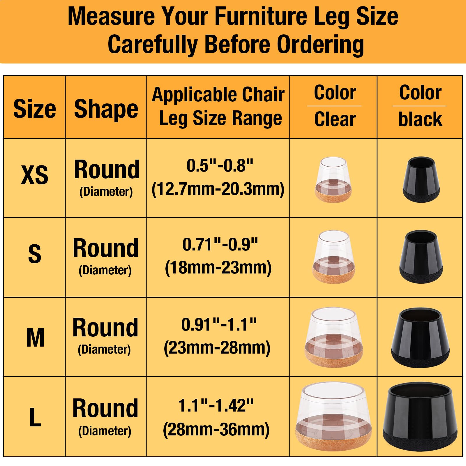 32 Pcs Round Silicone Chair Leg Floor Protectors (32 Count)