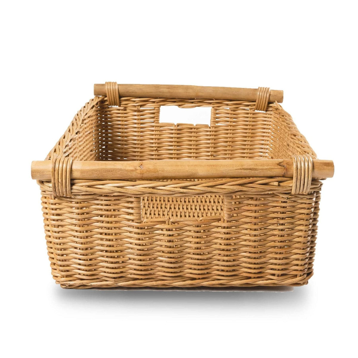 Low Pole Handle Wicker Storage Basket