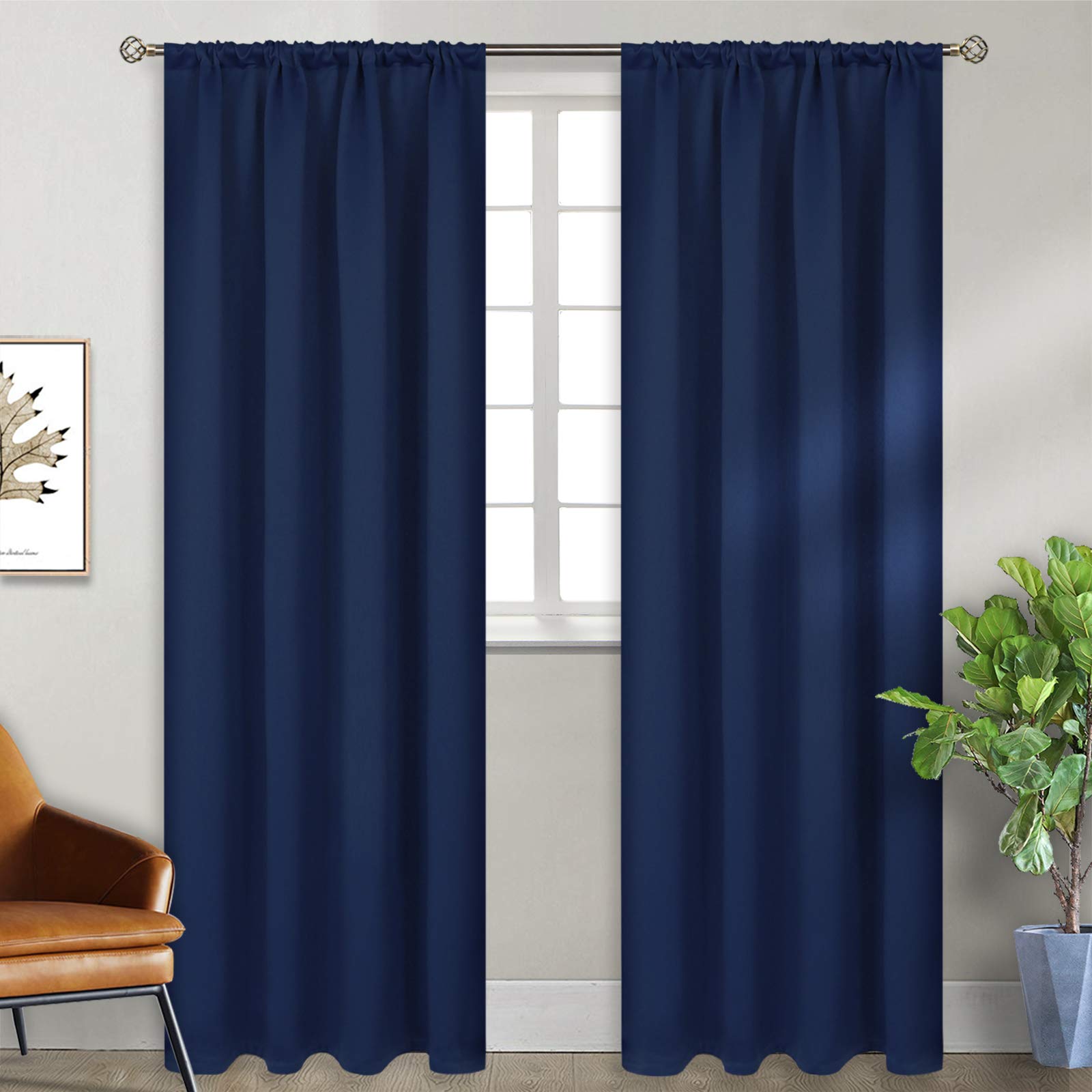 Rod Pocket Blackout Curtains 84 Inches Long for Bedroom