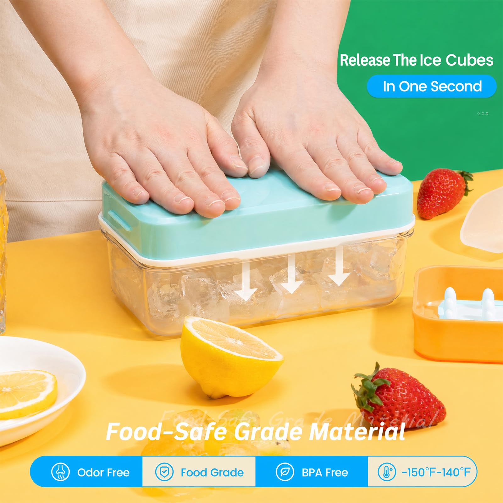 Ice Cube Tray with Lid and Bin