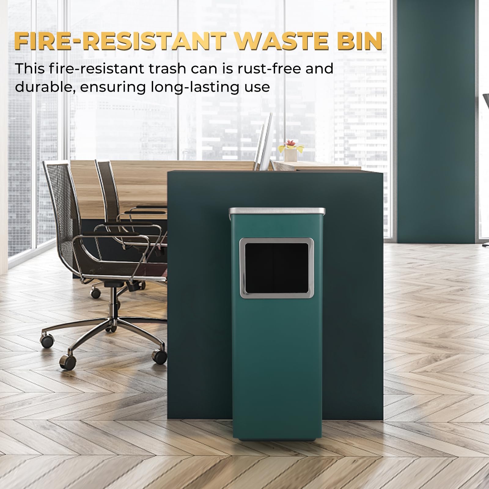Square Stainless Steel Outdoor Trash Can