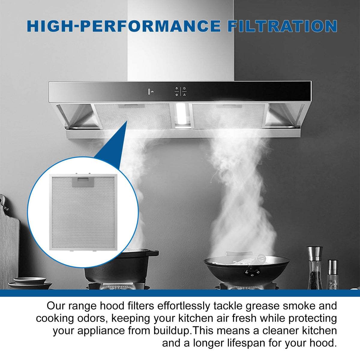 12" X 10.5" W10169961A Range Hood Filter Replacement by ENKTIK Fit for Whirlpool Stove vent filter for Kitchen Overhead Exhaust Fan Blocks Grease & Filters Oven Air (3 Count)