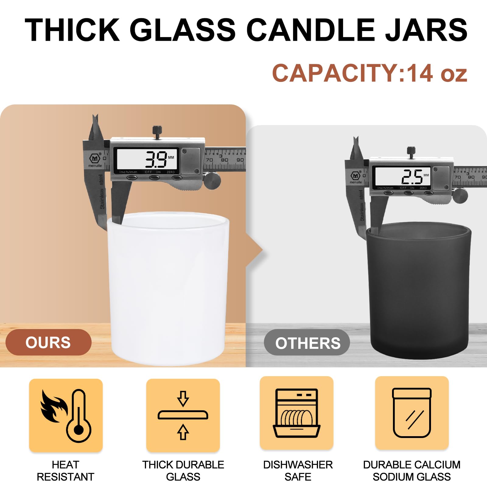 Thick Candle Jars for Making Candles 12 Pcs (12 Count)