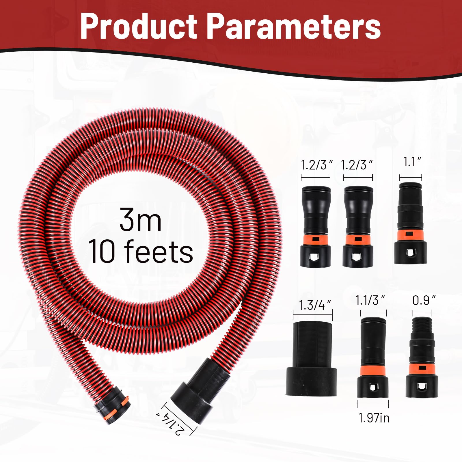 10 Feet Dust Collection Hose Kit for Shop Vacuums