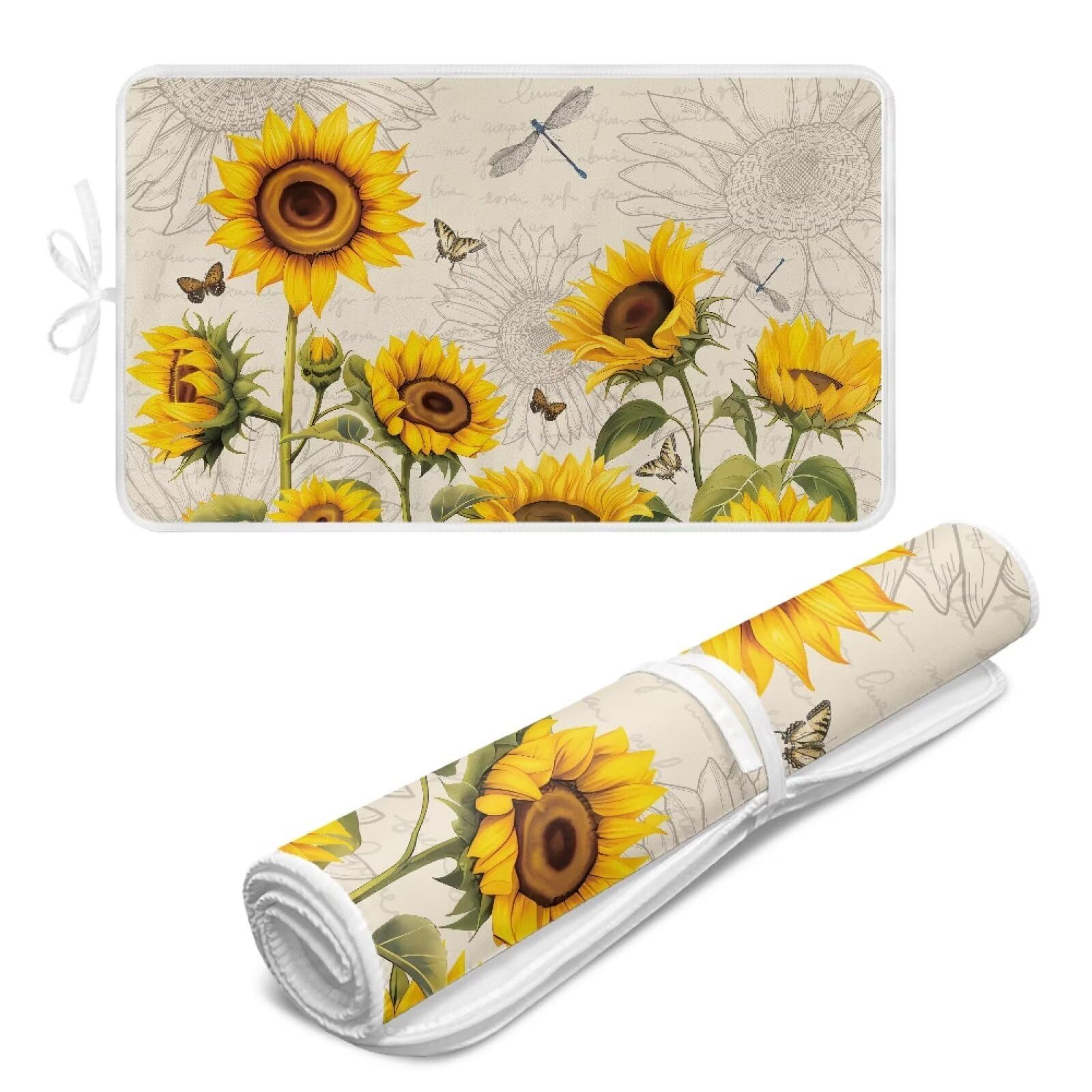Sunflower Ironing Mat Pad for Table Portable Travel Iron Blanket Vintage Ironing Board Covers Tribal Pressing Mat Heat Press Pads 32x16 Inches