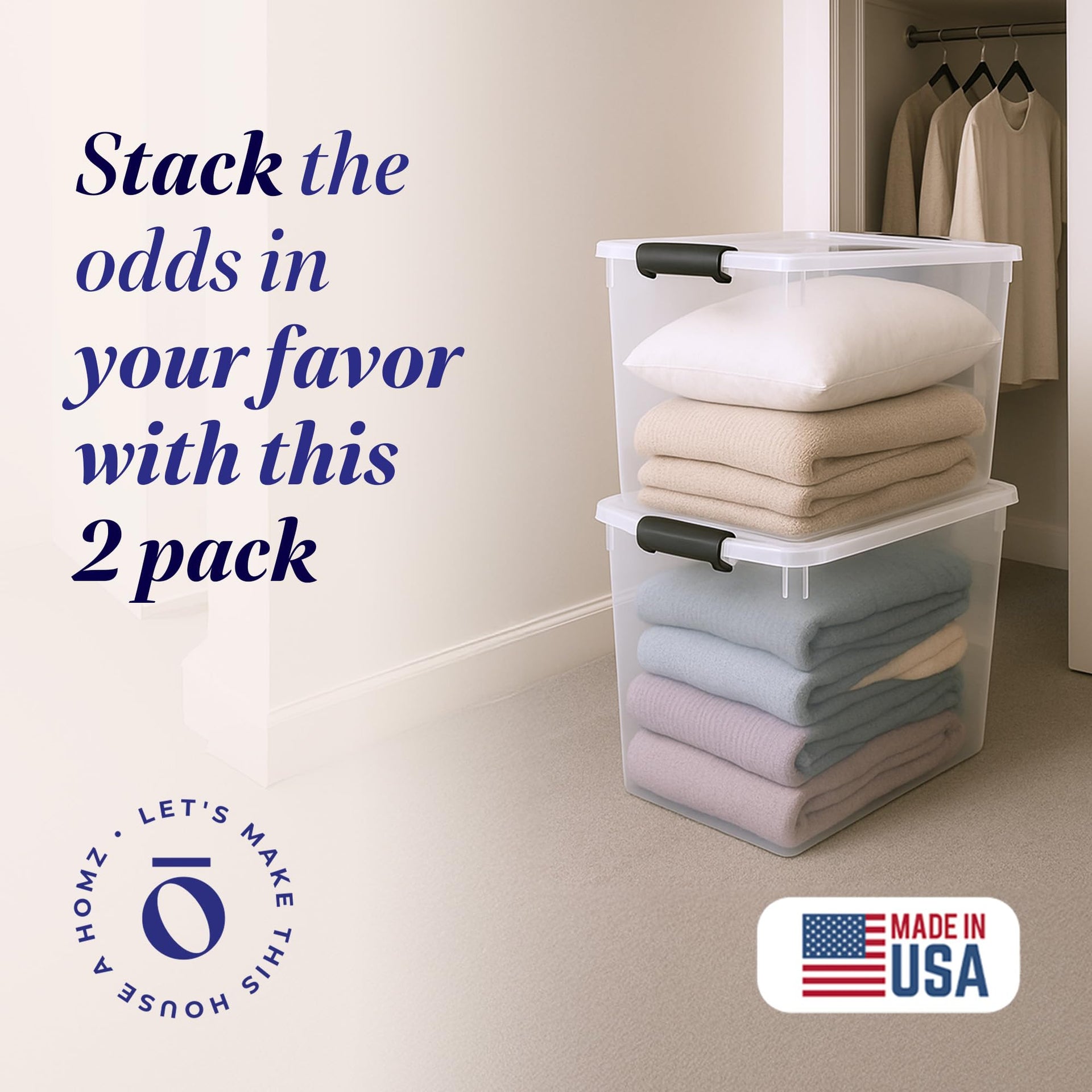 Clear Plastic Storage Bins w (2 Count)