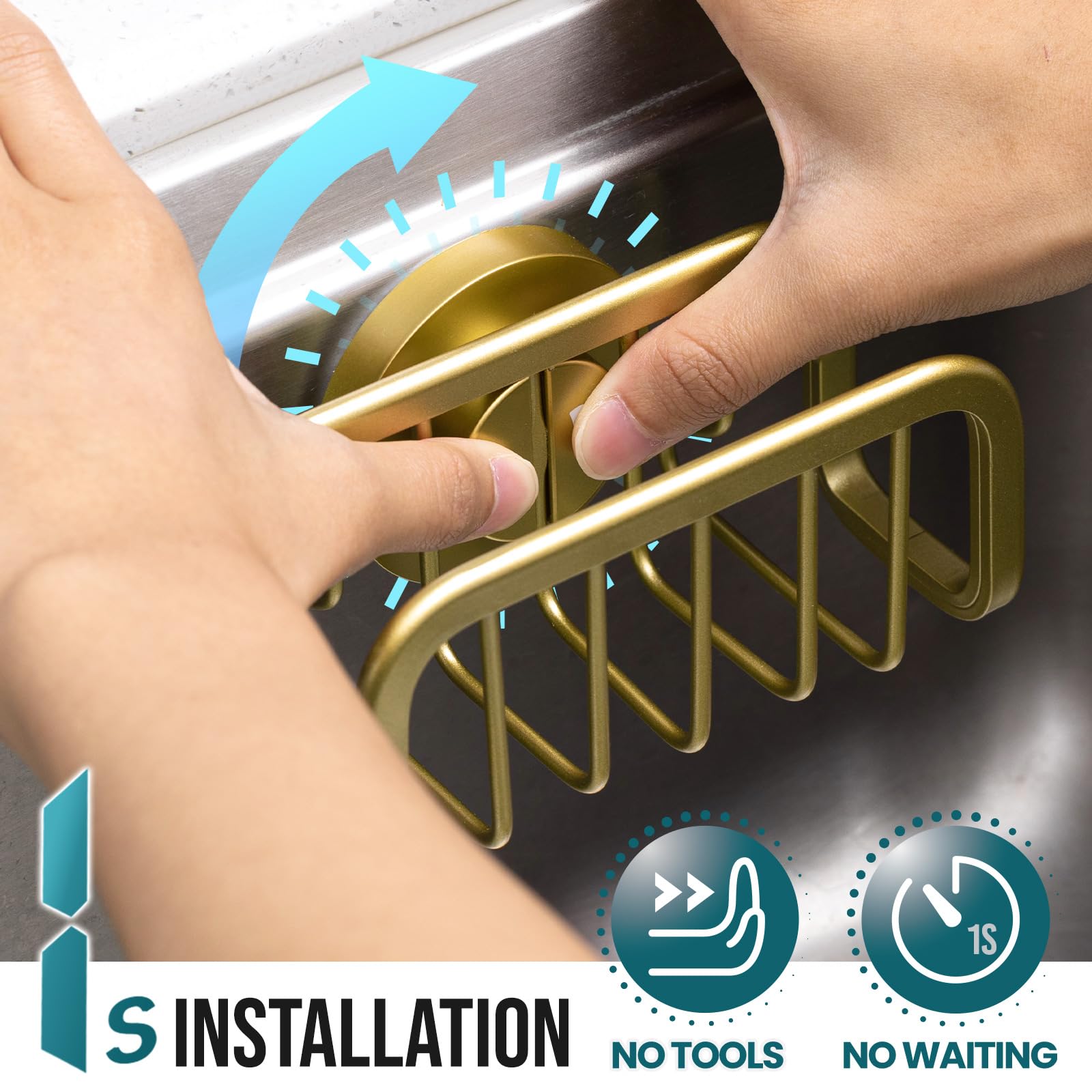 Rustproof Sponge Holder for Kitchen Sink with Suction Cup