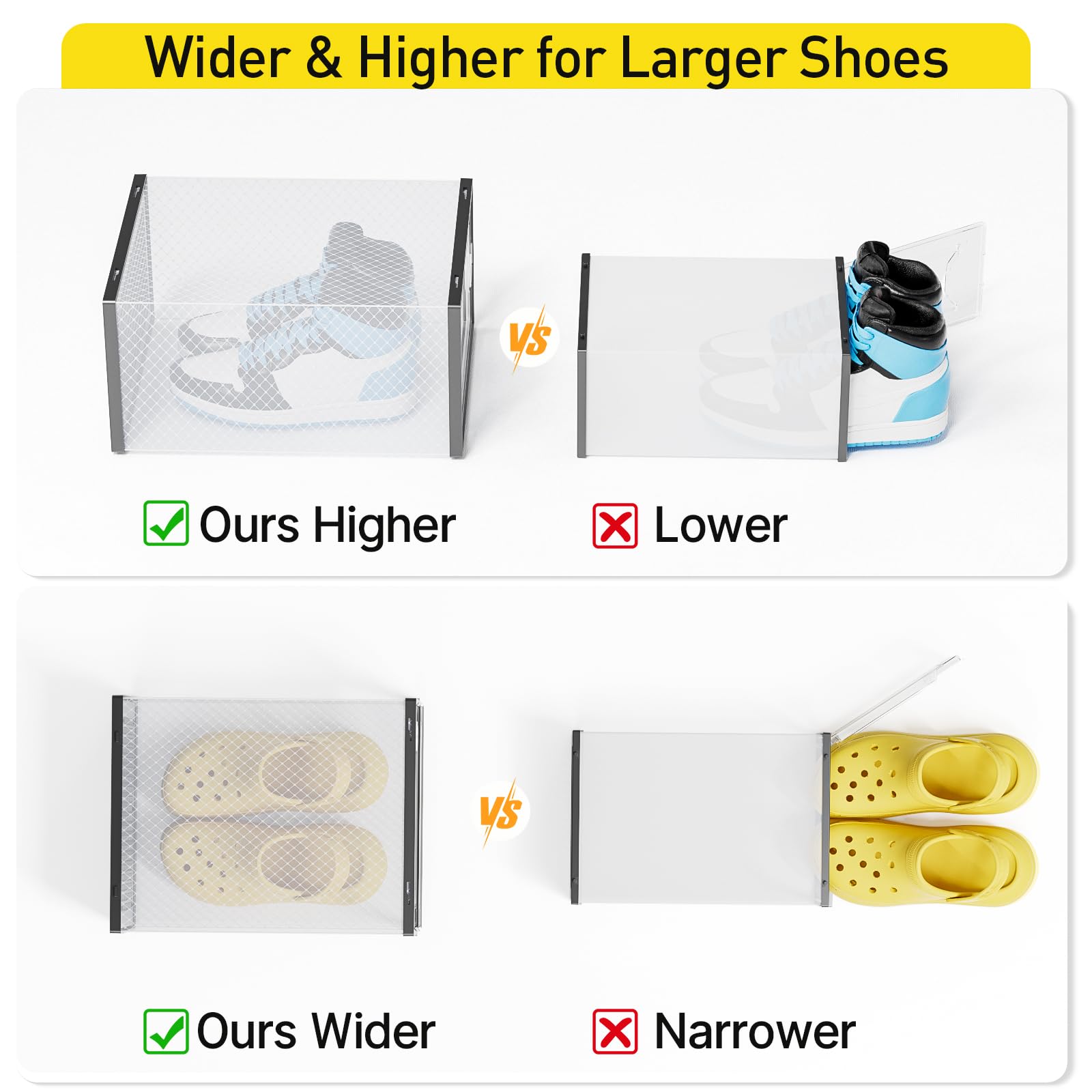 X Large Shoe Storage Boxes with Activated Charcoal Packs for Closet (12 Count)
