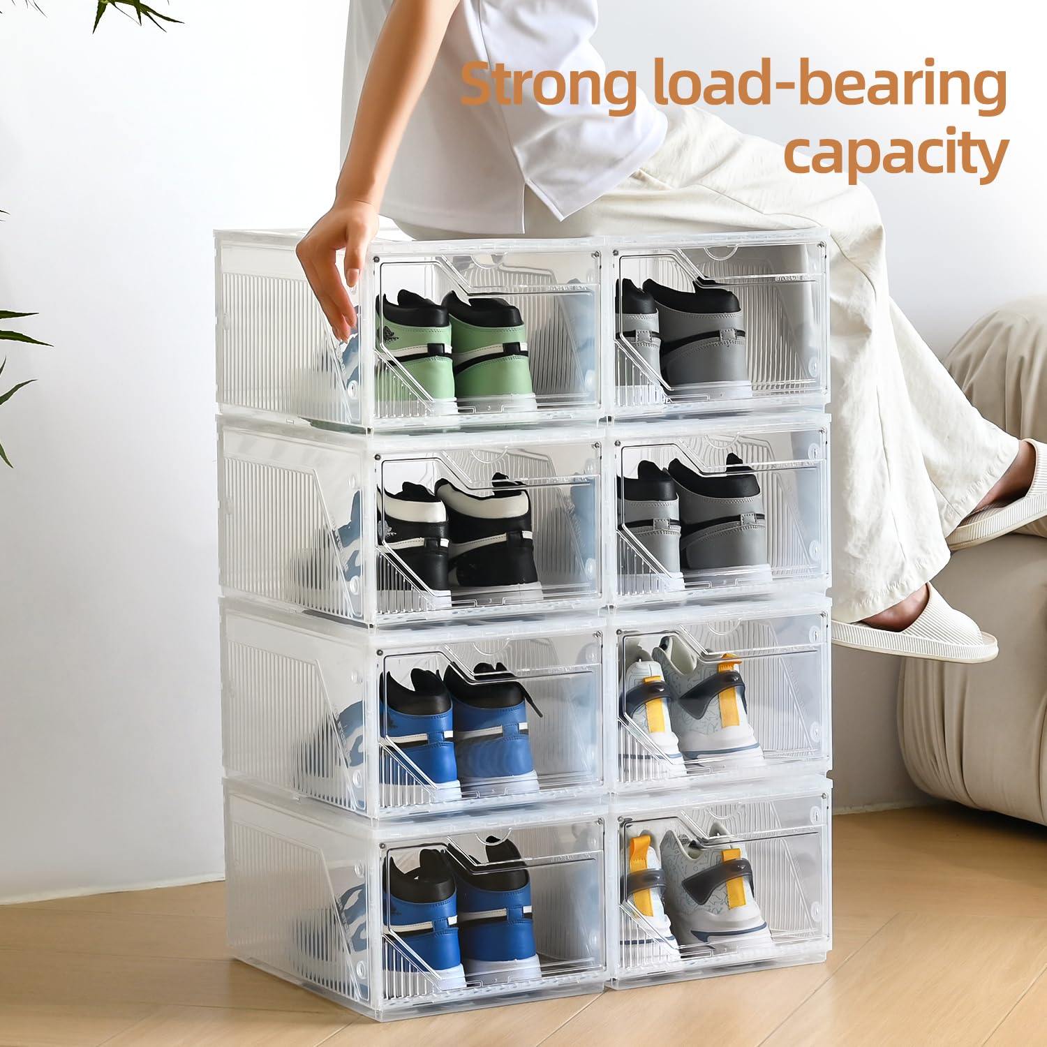 Large Shoe Boxes Clear Plastic Stackable