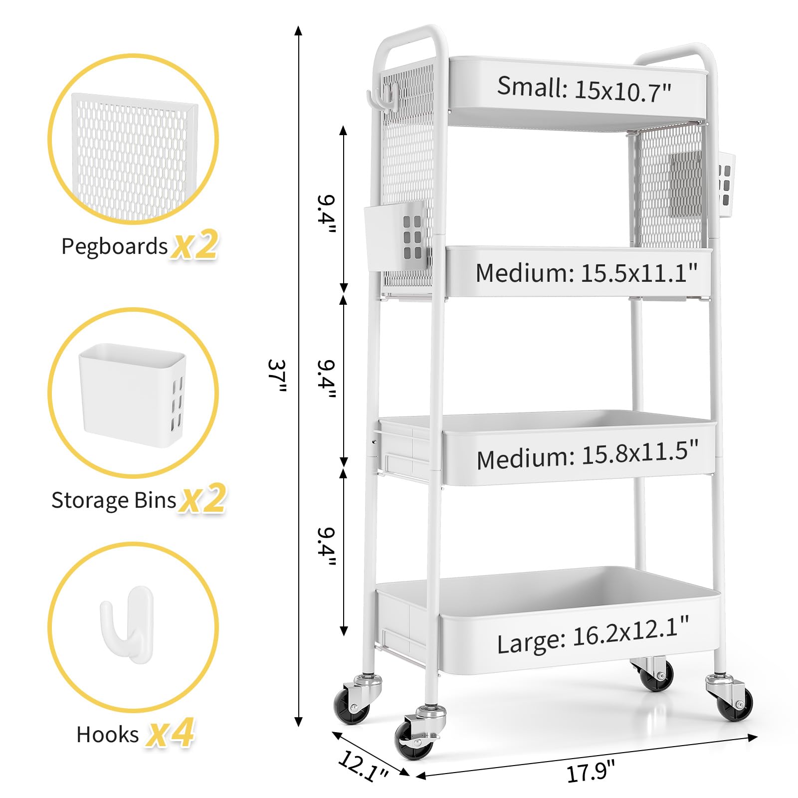 4 Tier Rolling Cart