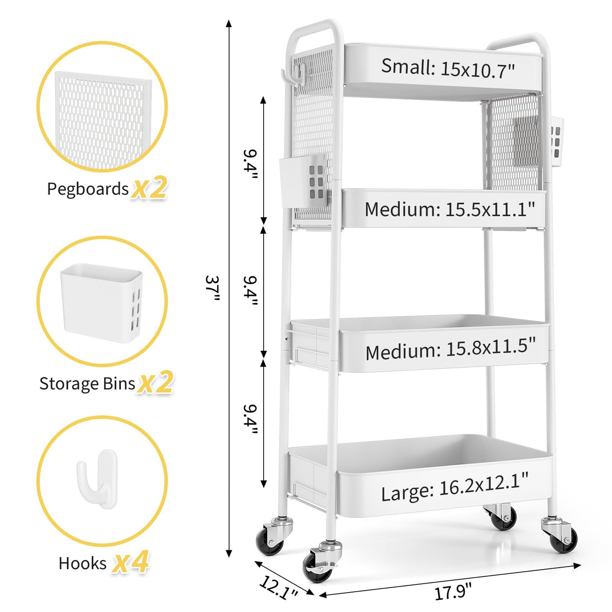 4 Tier Rolling Cart