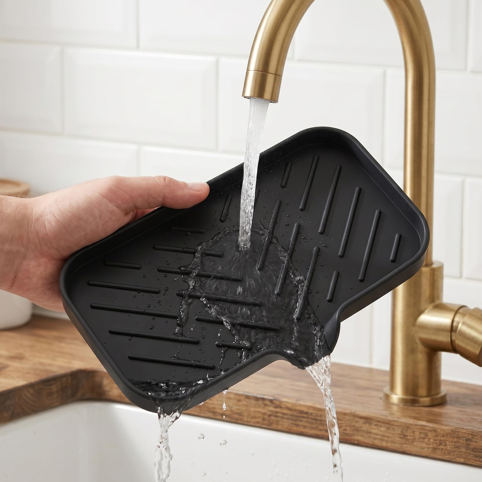 Silicone Soap Dish with Drain Spout