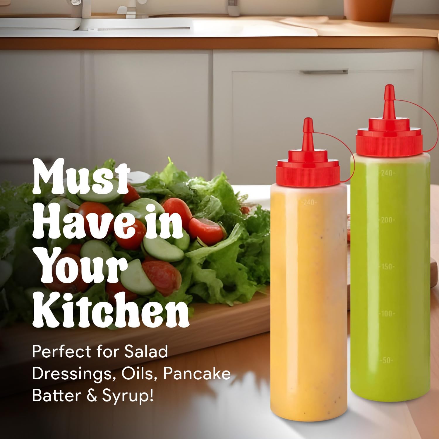 12 oz & 16 oz Condiment Squeeze Bottles for Sauce (2 Count)