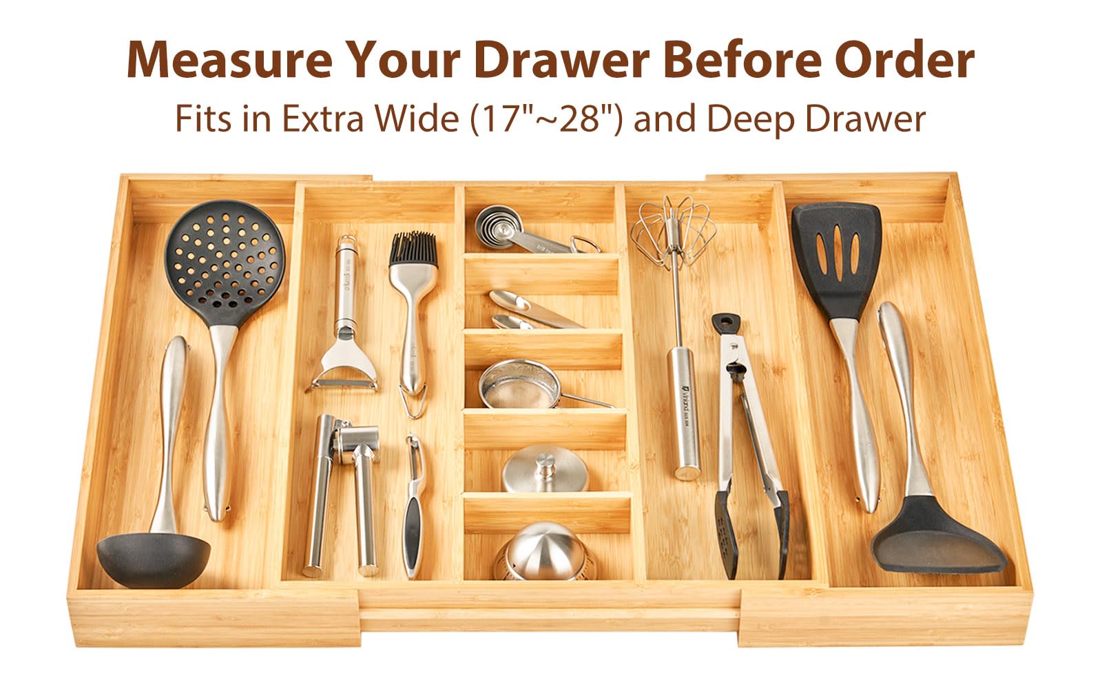 Extra Large Expandable Kitchen Drawer Organizer for Utensil and Junk