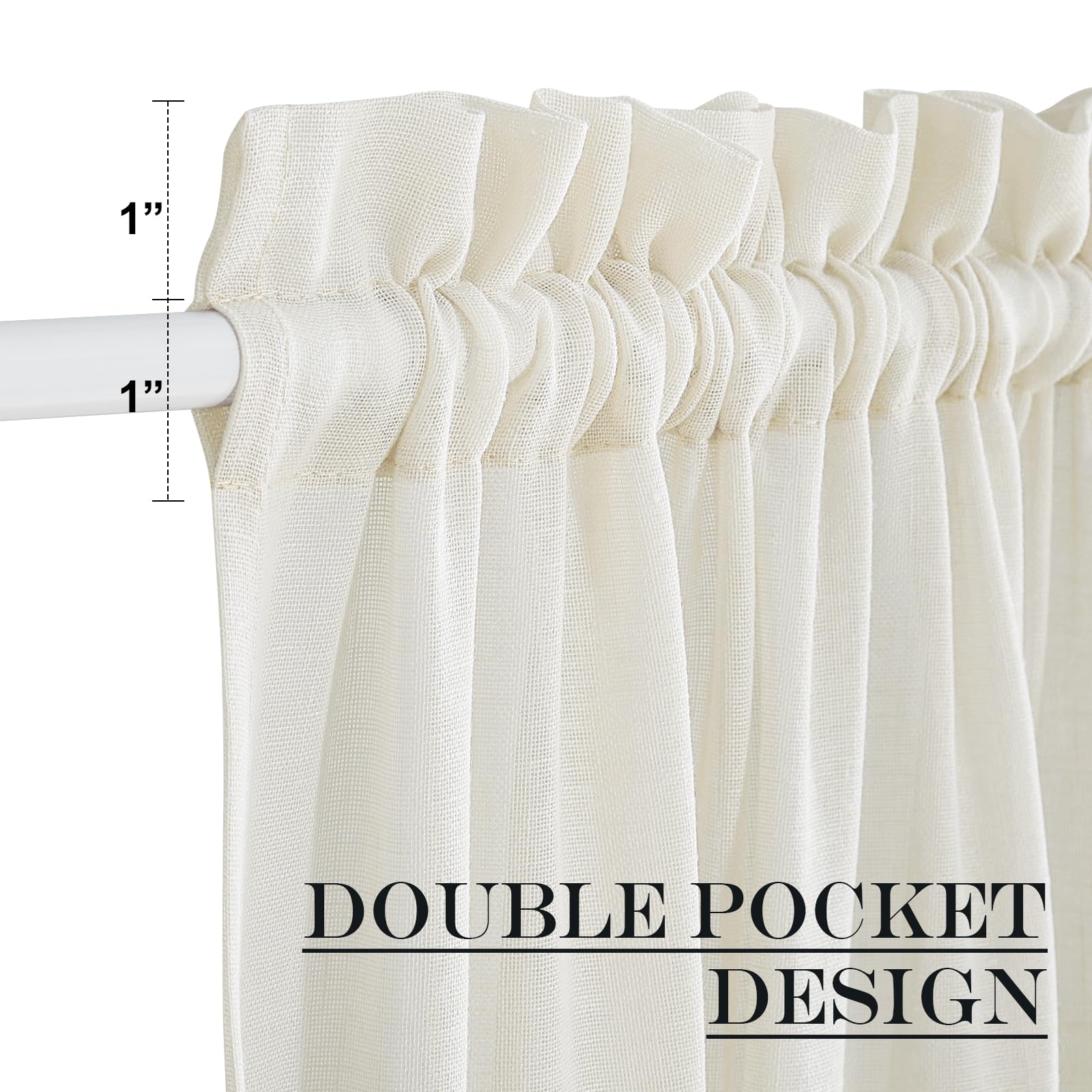 Linen Curtains 50 Inches Long for Bedroom Living Room Door