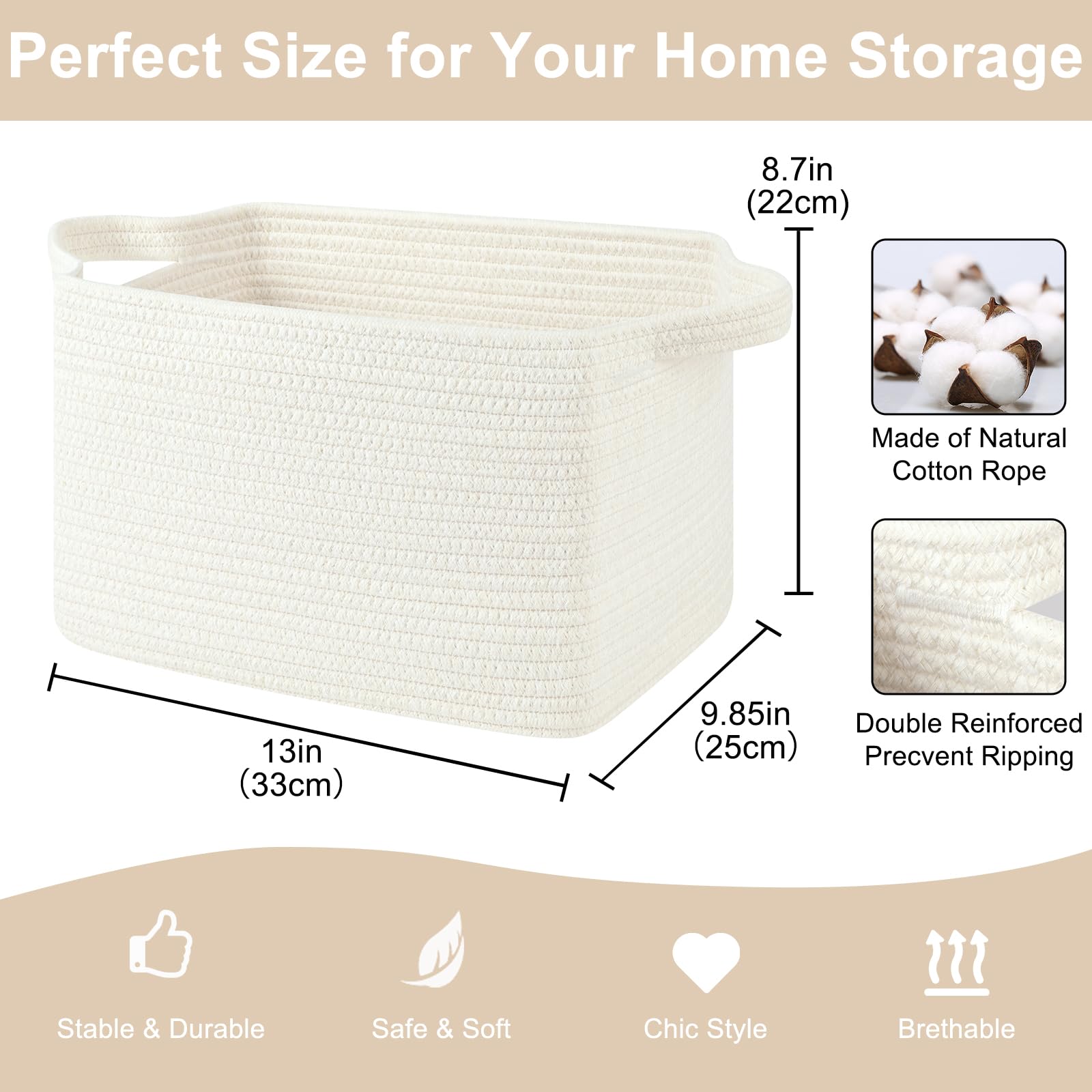 Storage Baskets for Organizing (3 Count)