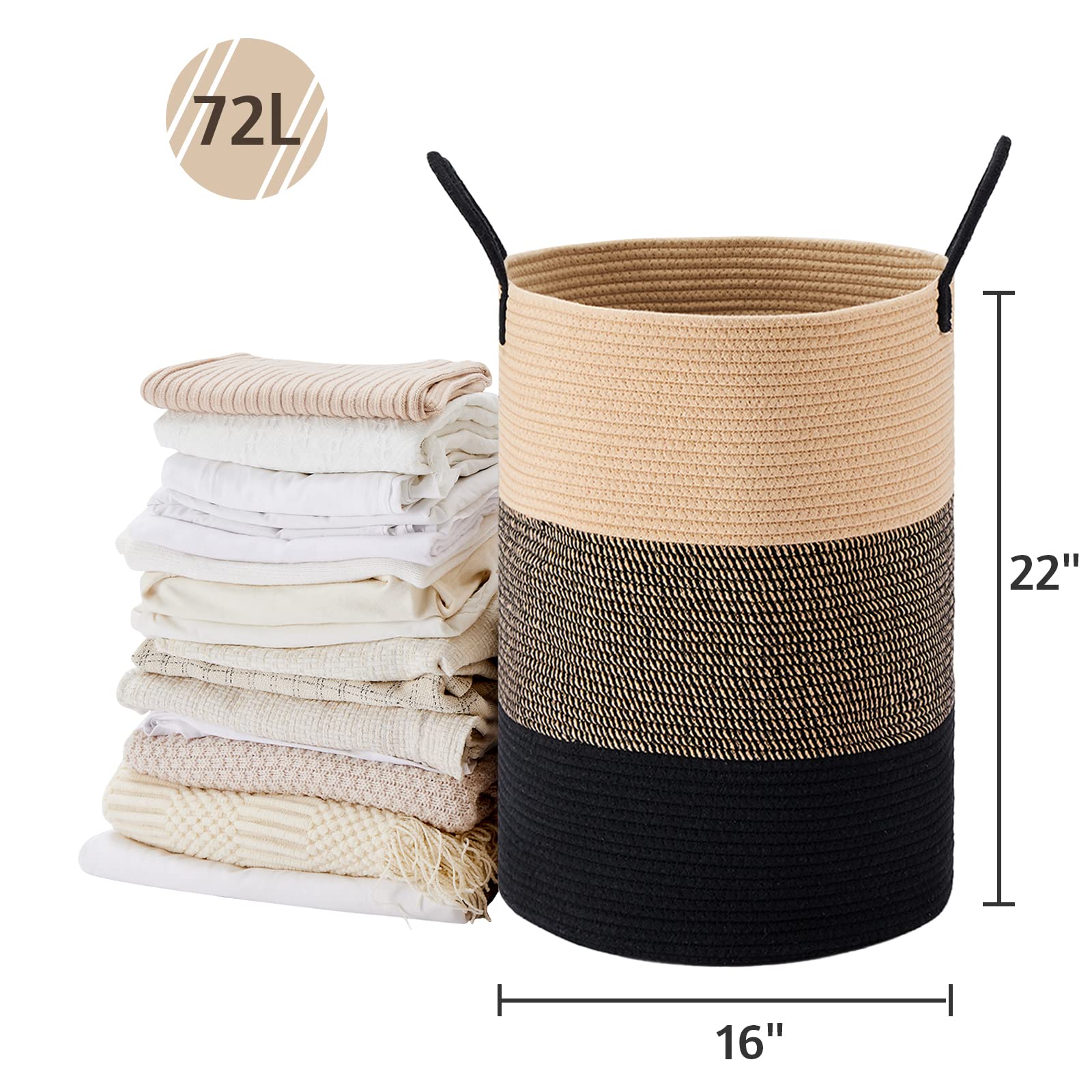 72L Tall Woven Laundry Basket Hamper