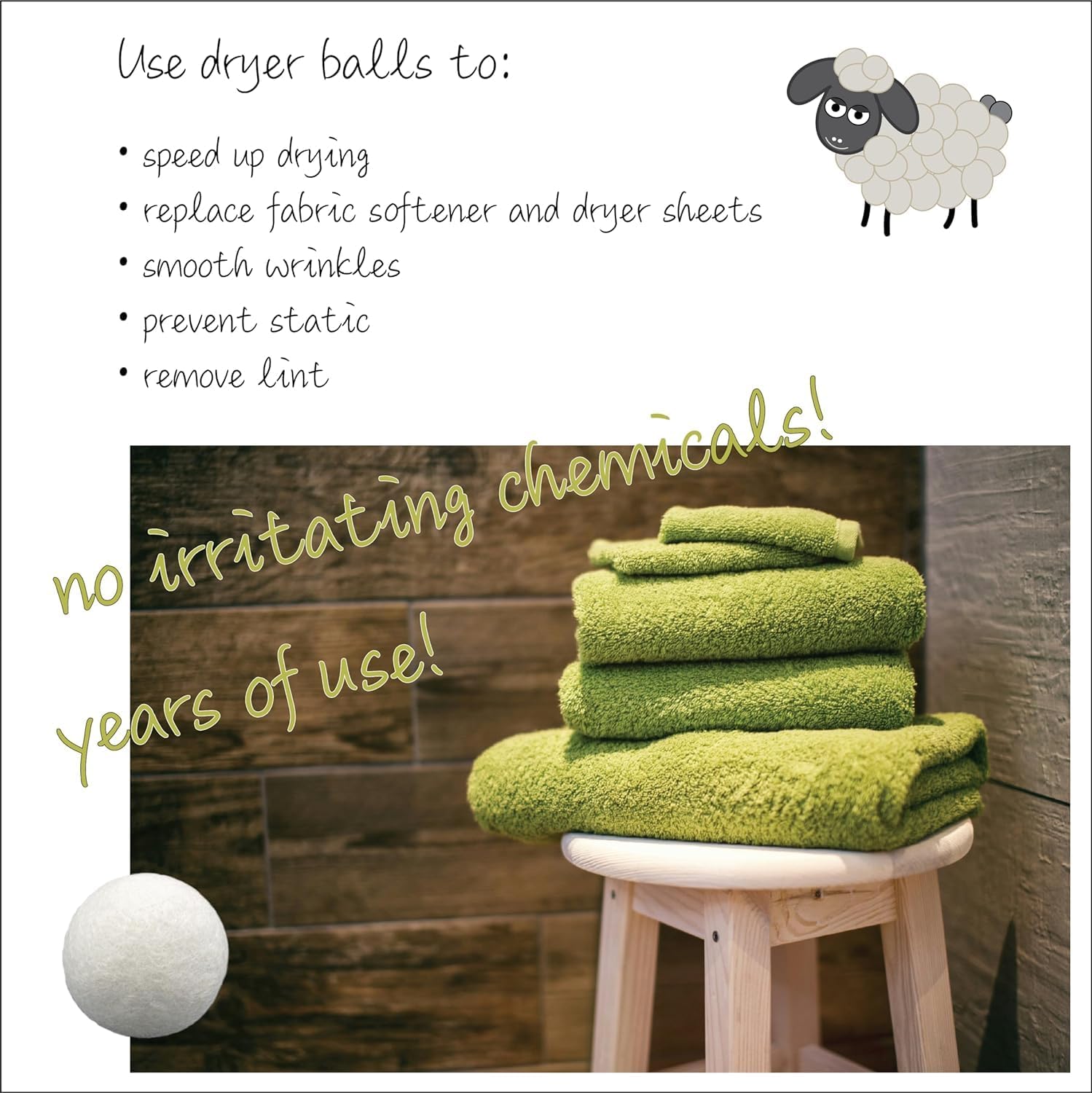 XL Wool Dryer Balls + Felt Storage Bin (3 Count)