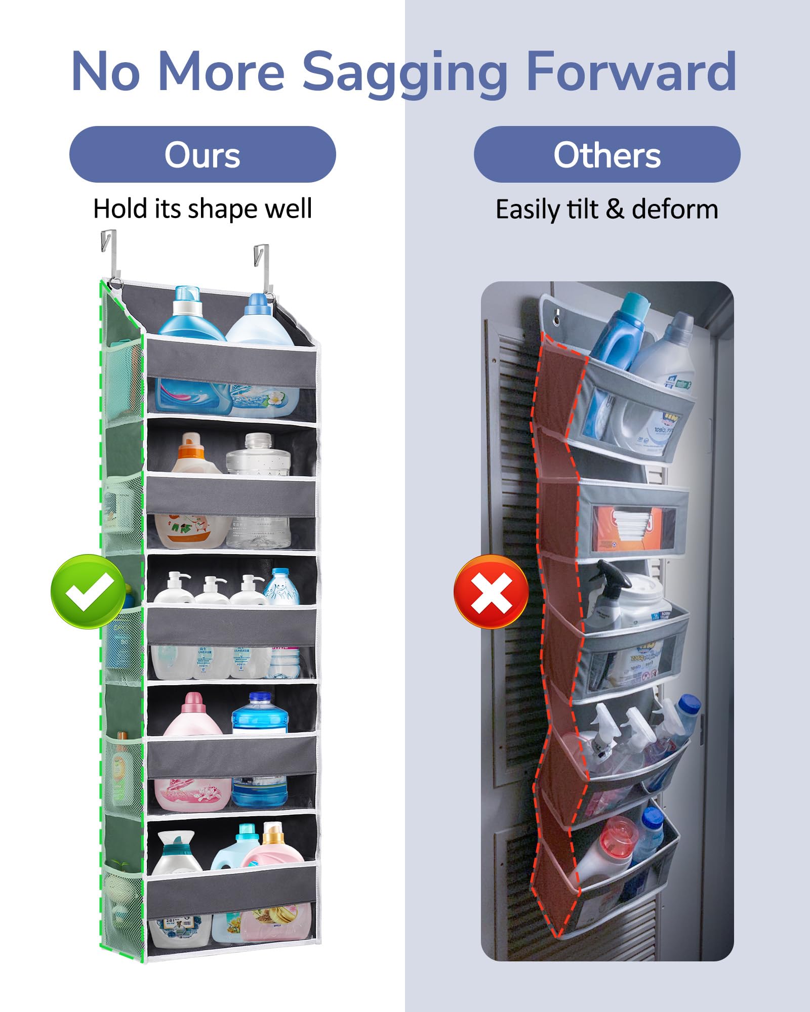 2 Pack 5 tier Over the Door Organizer Dark Gray (2 Count)