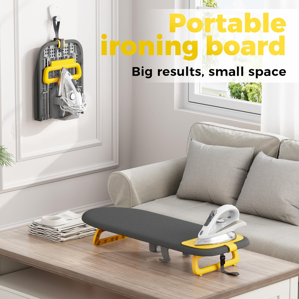 Small Ironing Board with Iron Holder