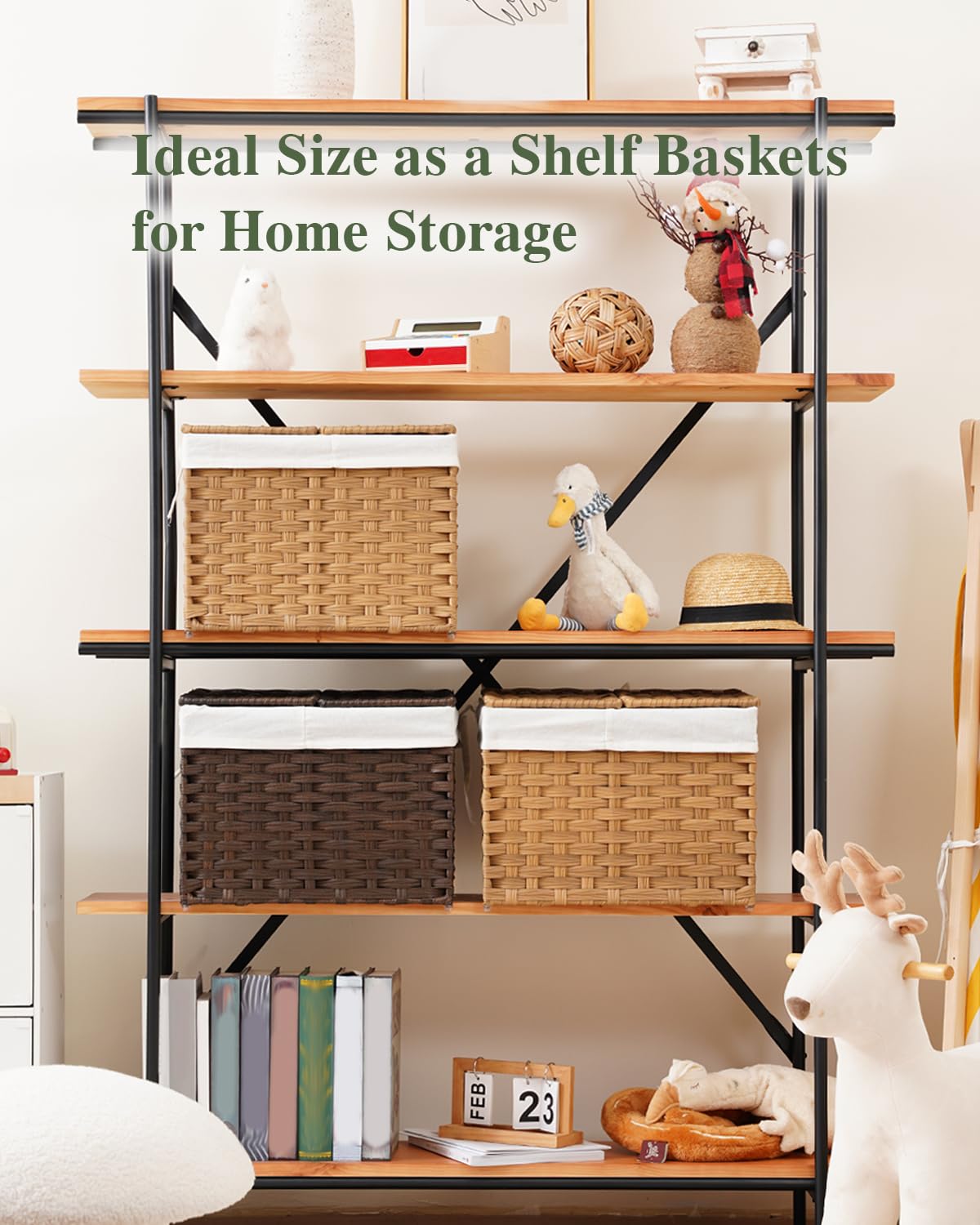 Storage Basket with Lid Woven Wicker Baskets