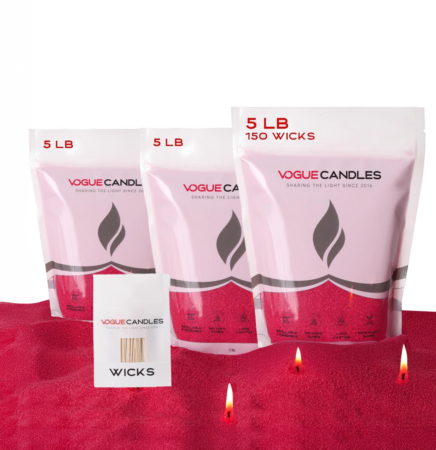 Vogue Candles Red Pearled Candle Sand Wax Kit (240 Ounce)