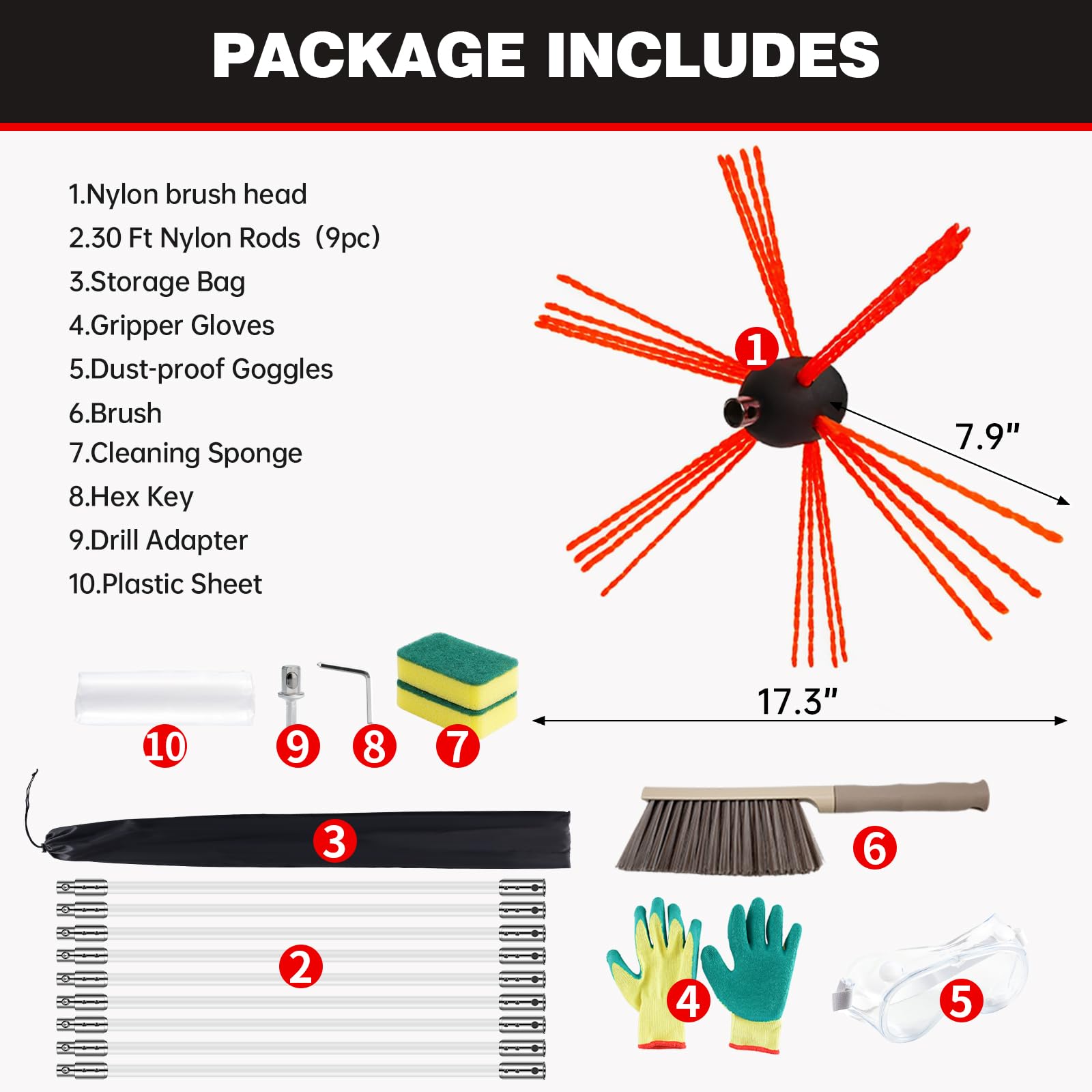 30 Feet Chimney Sweep Kit