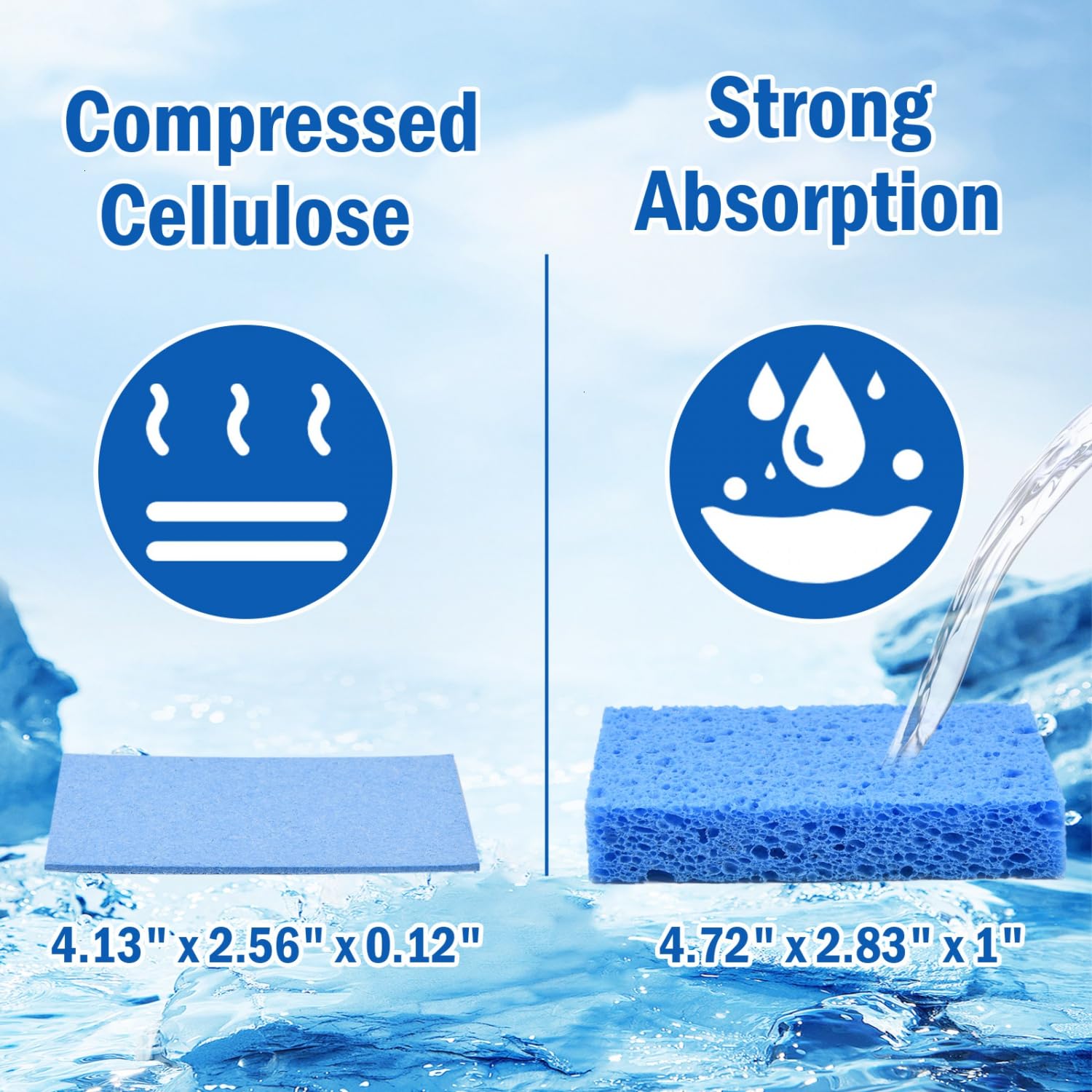 48 Pack Sponges Kitchen Natural Compressed Cellulose Sponges for Dishes Non Scratch for Household Cookware Bathroom Cars Soft Super Absorbent Reusable