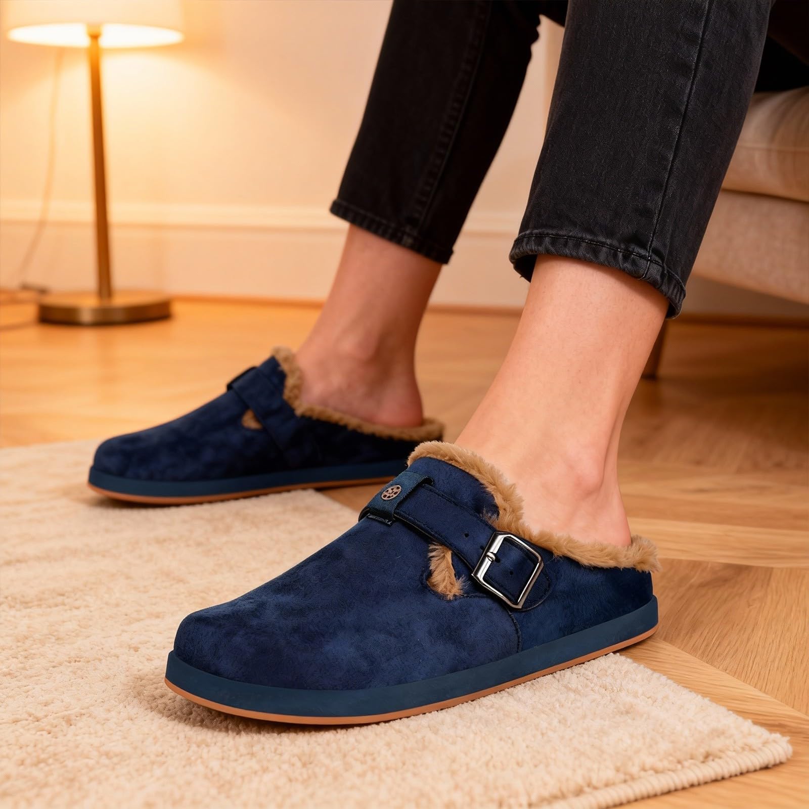 Fur Lined Clogs for Women Men Winter Slippers