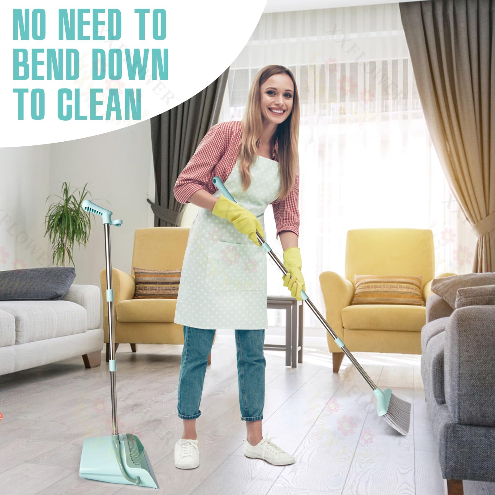 Broom and Dustpan Set with Cleaning Teeth