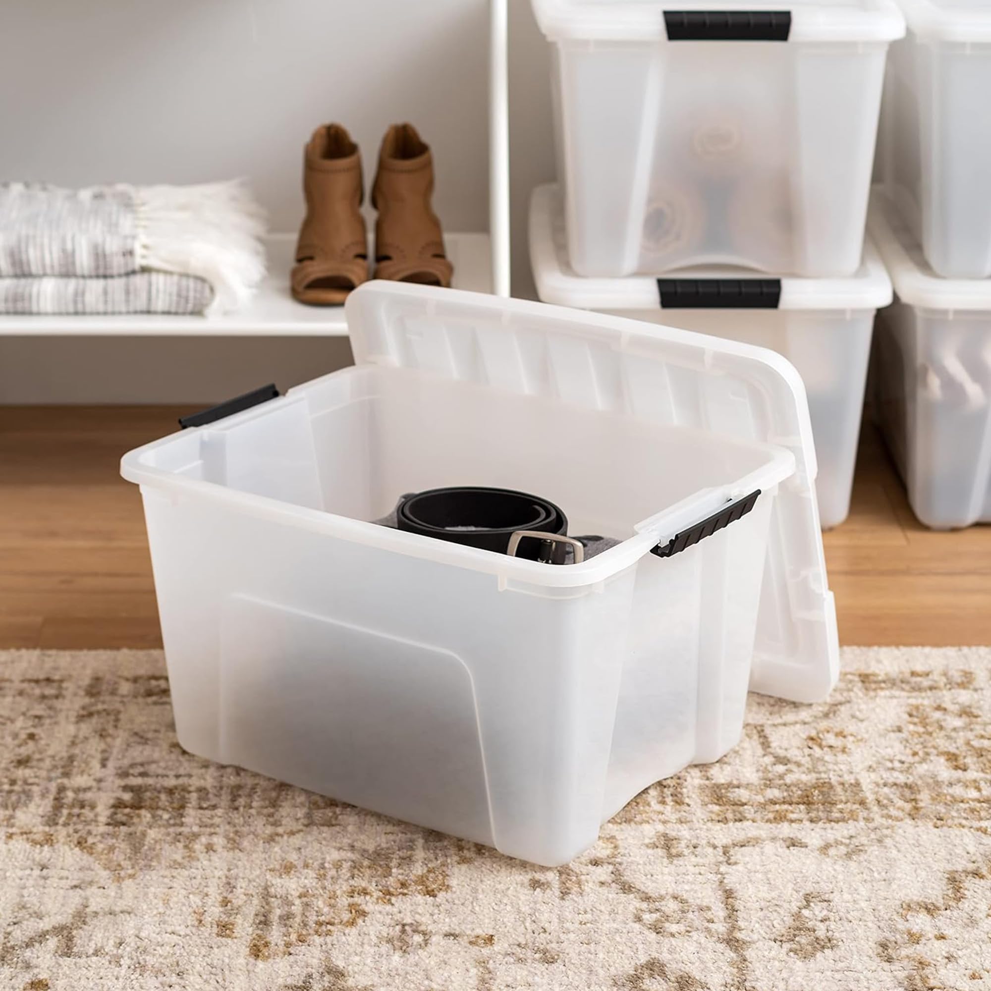 4 Pack 40 Quart Storage Bins with Lids (4 Count)