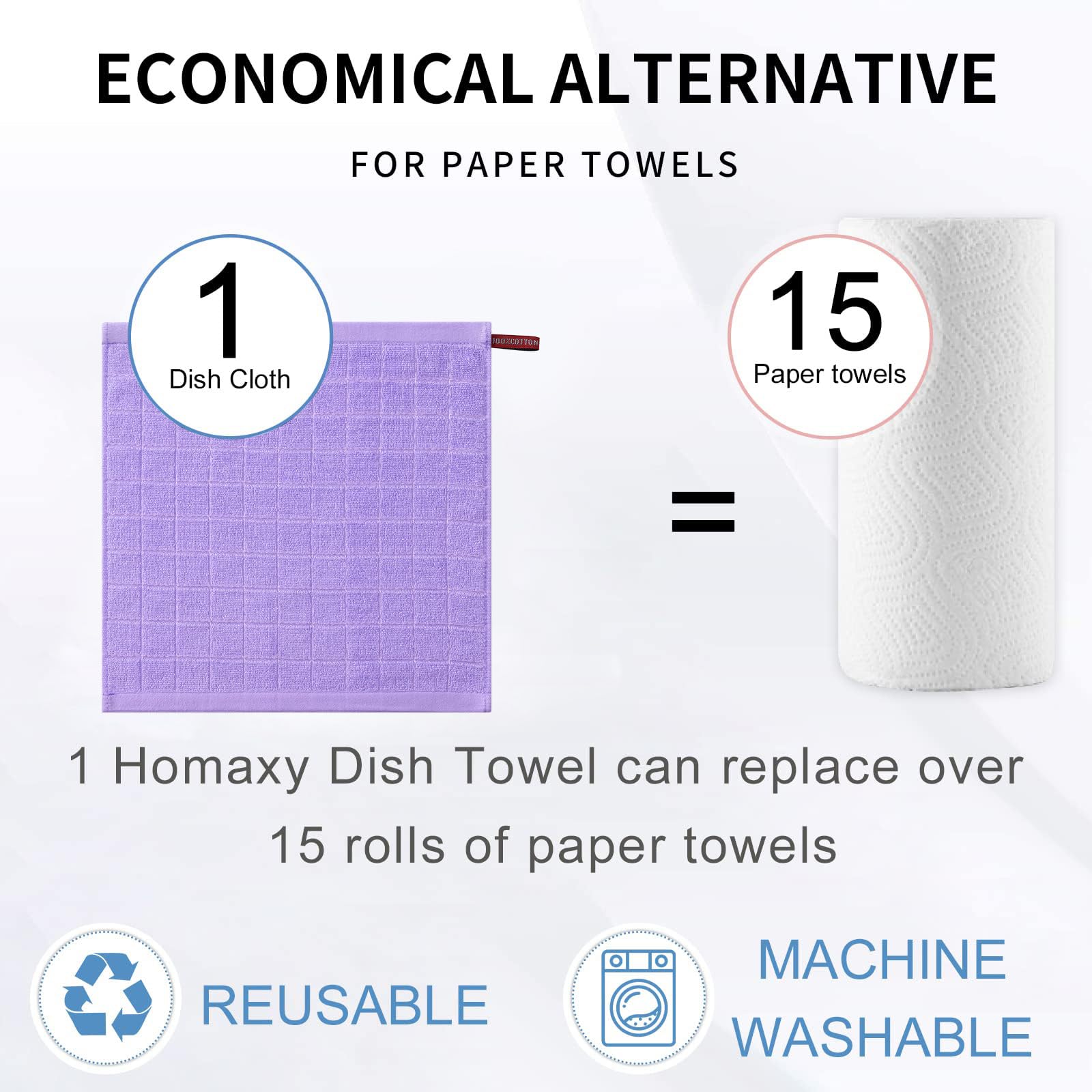 100% Cotton Terry Kitchen Dish Cloths (12 Count)