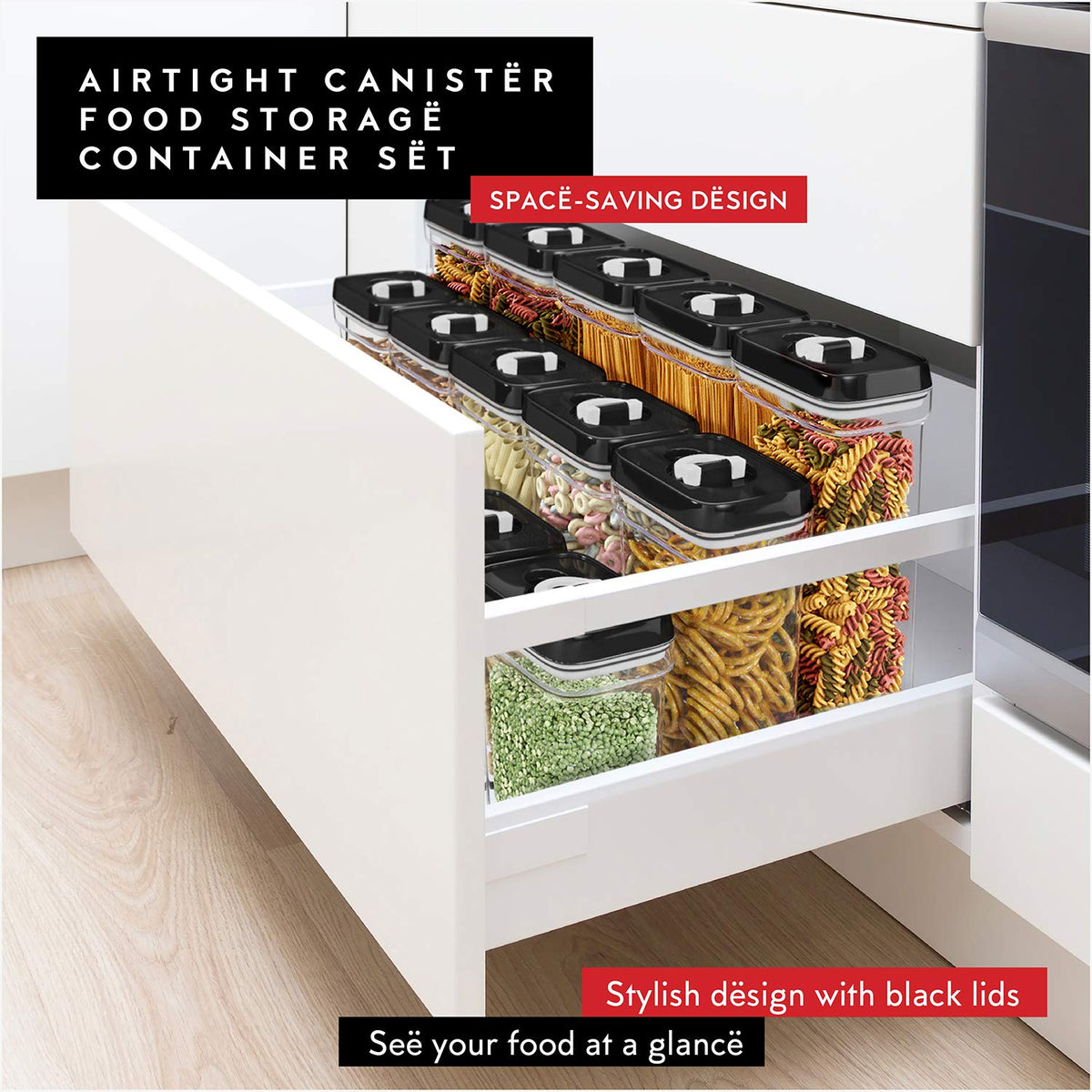 Pasta Storage Containers for Pantry Airtight (2 Count)