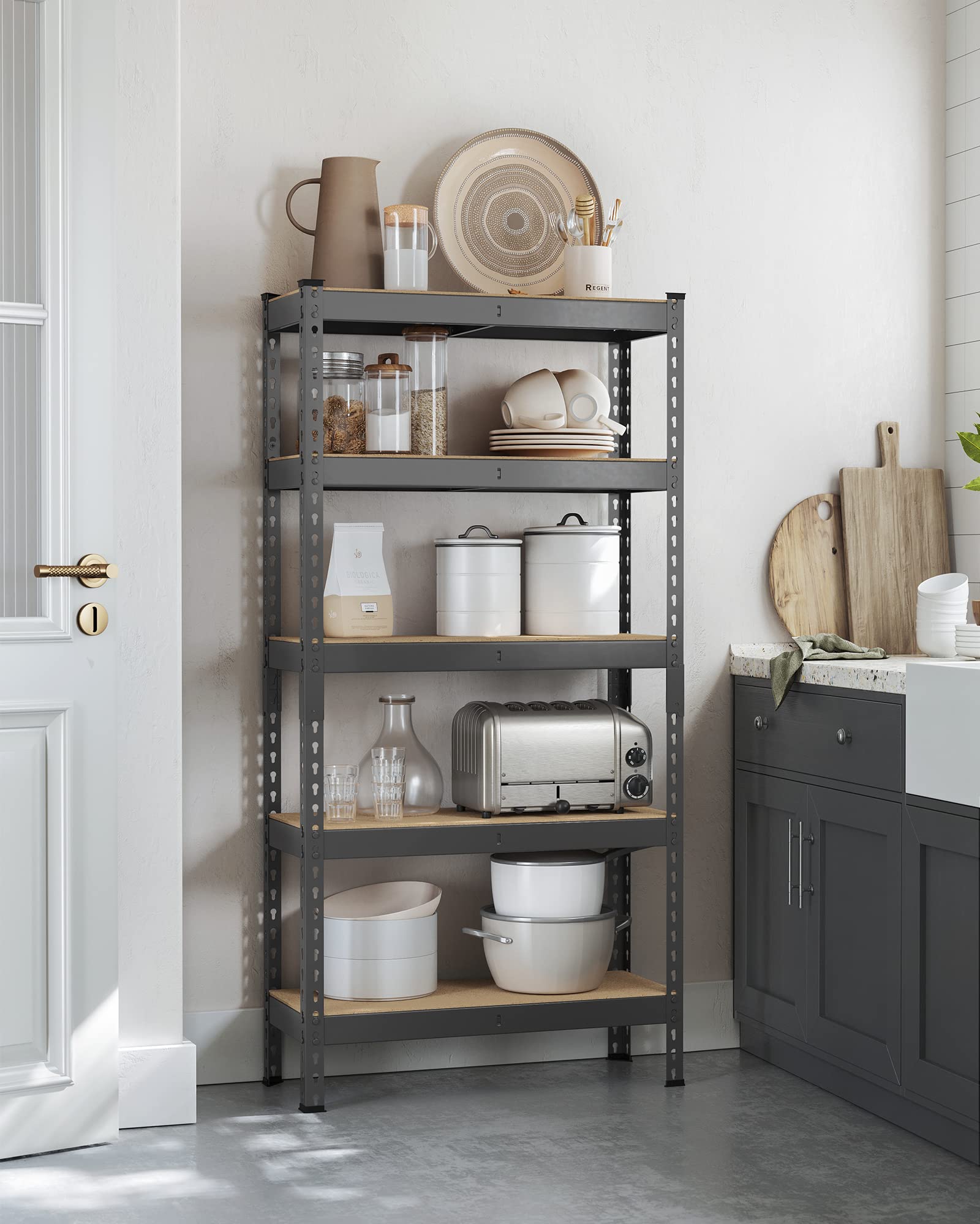 5 Tier Metal Storage Shelves with Boltless Assembly (2 Count)