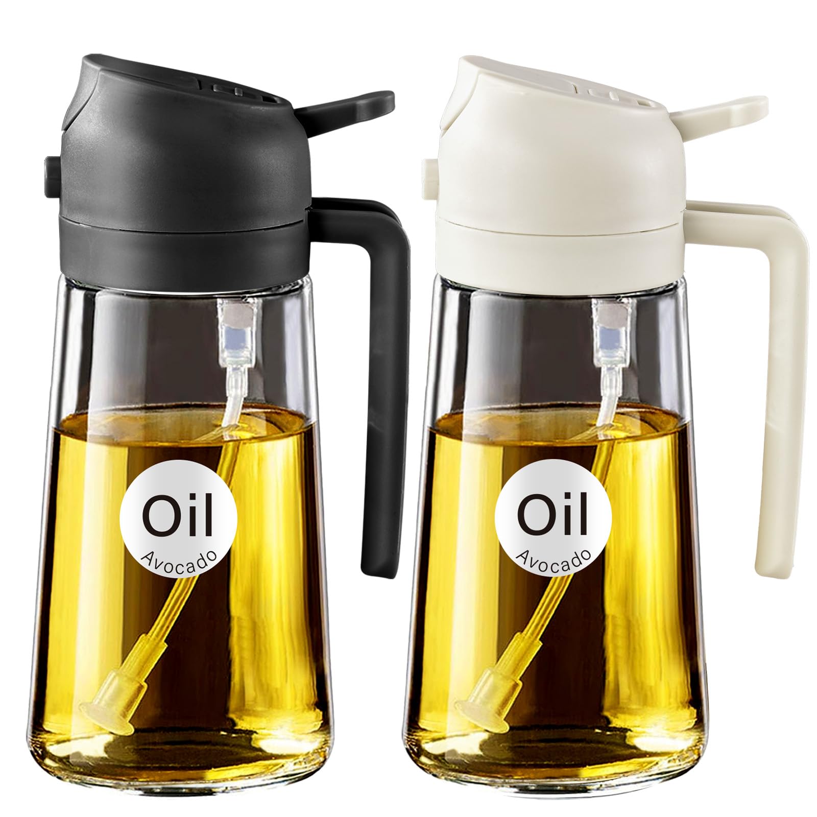 2Pcs 16oz 470ml 2 in 1 Oil Sprayer for Cooking with Stickers