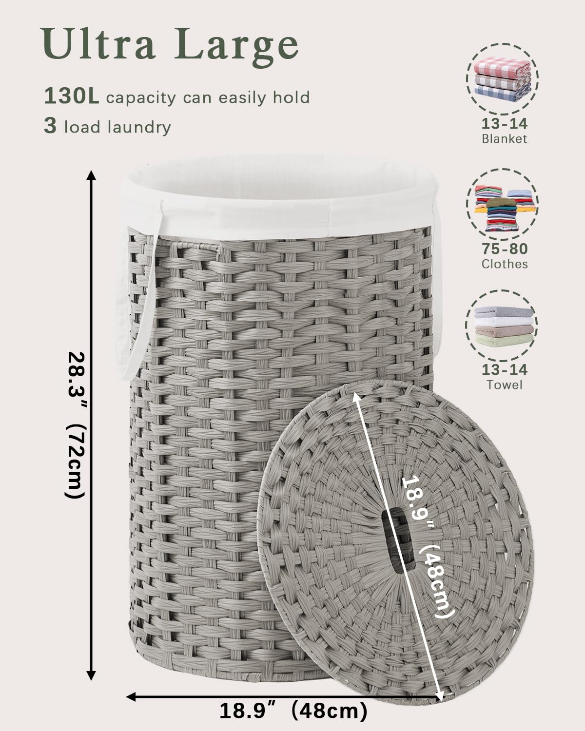 Large Laundry Hamper Laundry Basket with Lid
