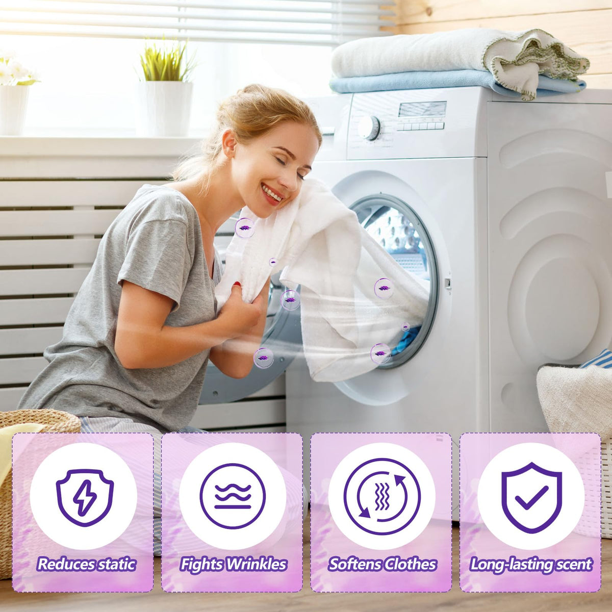 600 Count Dryer Sheets Bulk Fabric Softener Lavender Scent Dryer Sheets Naturally Softens and Removes Static Cling