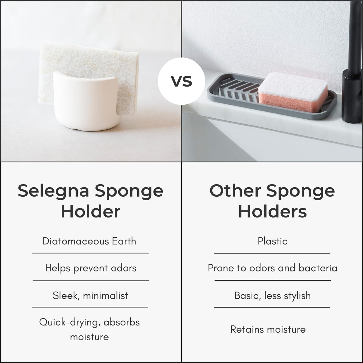 Diatomite Stoneware Sponge Holder & Sink Caddy