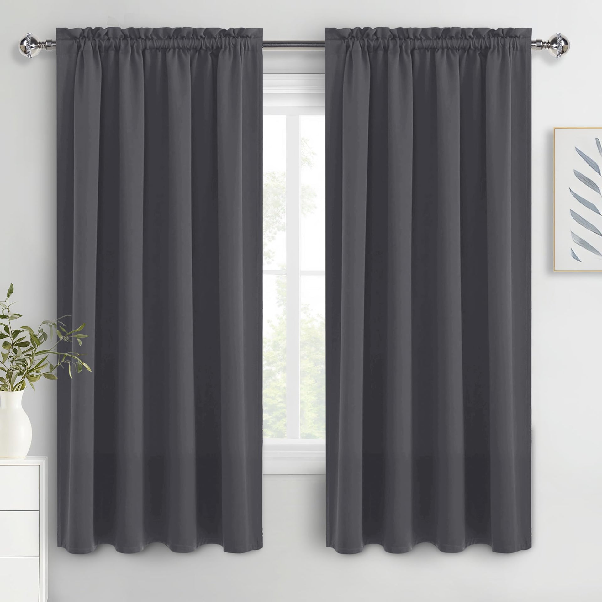 Blackout Curtains for Bedroom 63 Inch Length 2 Panels Set