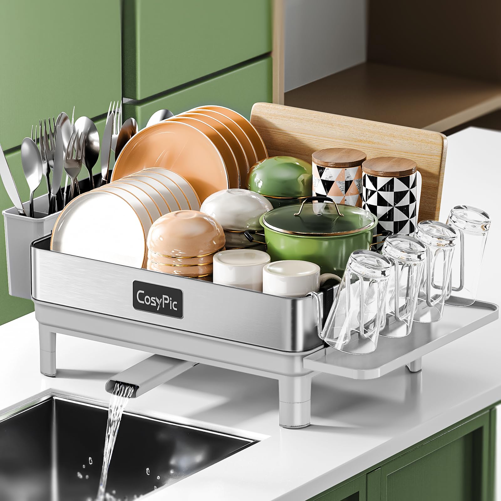 Dish Racks Thicker Premium 304 Stainless Steel Dish Drying Rack for Kitchen Counter