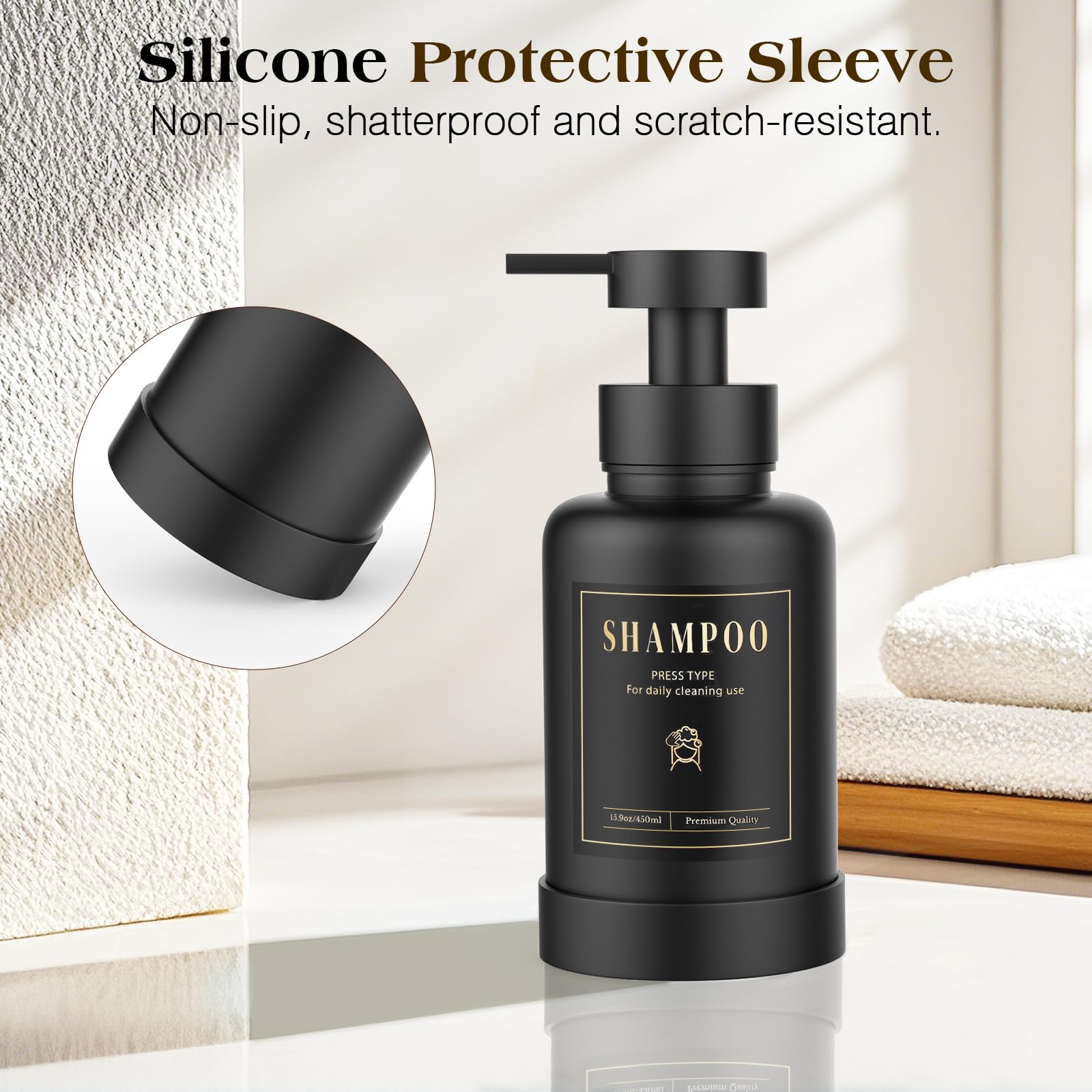Glass Foaming Soap Dispenser 15oz Hand Soap Bottle