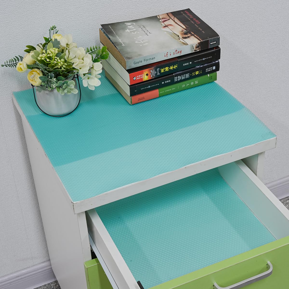 12Pcs Refrigerator Liners Washable Fridge Shelf Liners Mats for Freezer Glass Shelves Kitchen Cabinets Cupboards Drawers (11.21 Sq Ft)